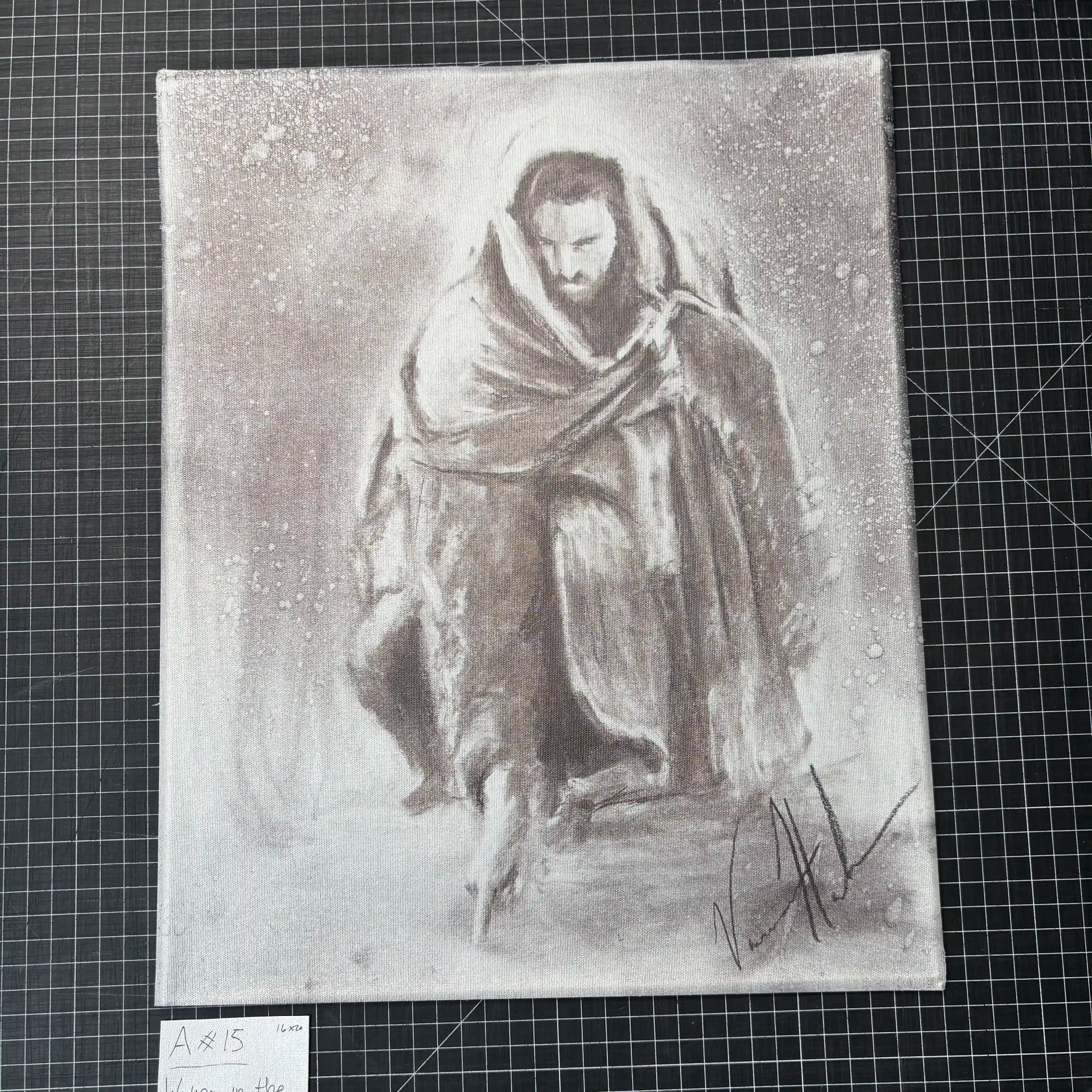 A#. 15 - Writing in the Sand Sketch - 16"x20" Canvas Print Vanessa Horabuena