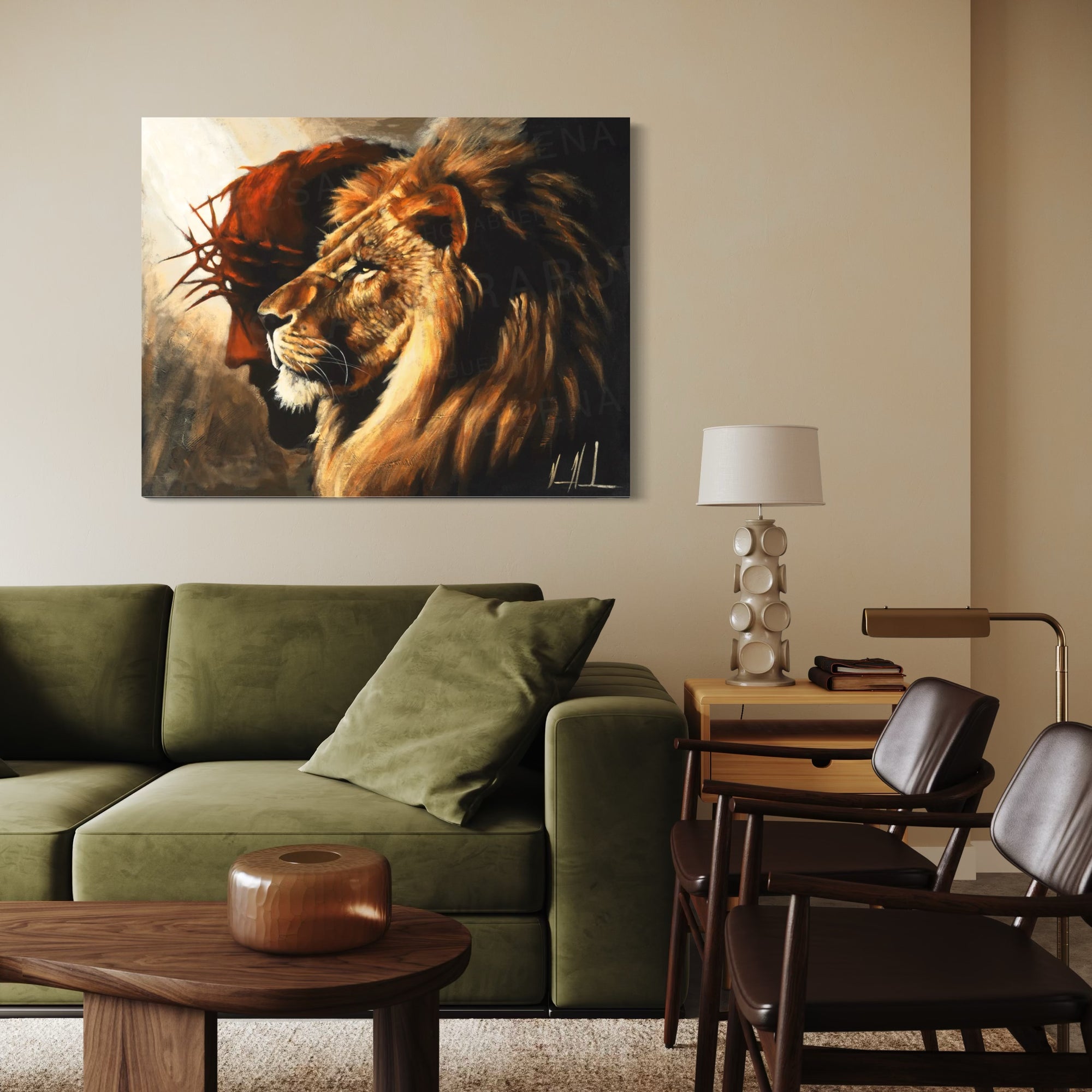The Lion of Judah (Peace and Strength) (Hand Embellished Canvas Print) Lion Art Print Vanessa Horabuena