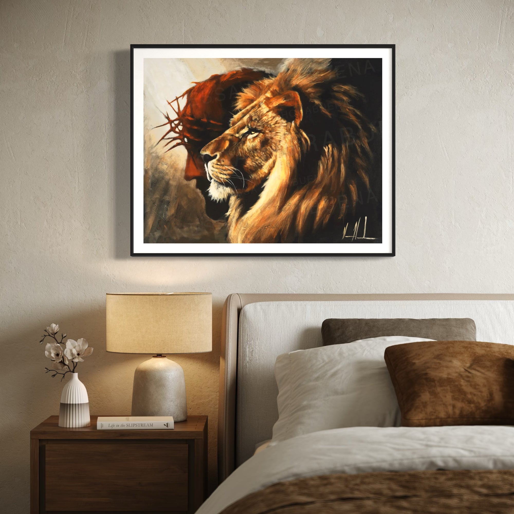 The Lion of Judah (Peace and Strength) (Hand Embellished Canvas Print) Lion Art Print Vanessa Horabuena