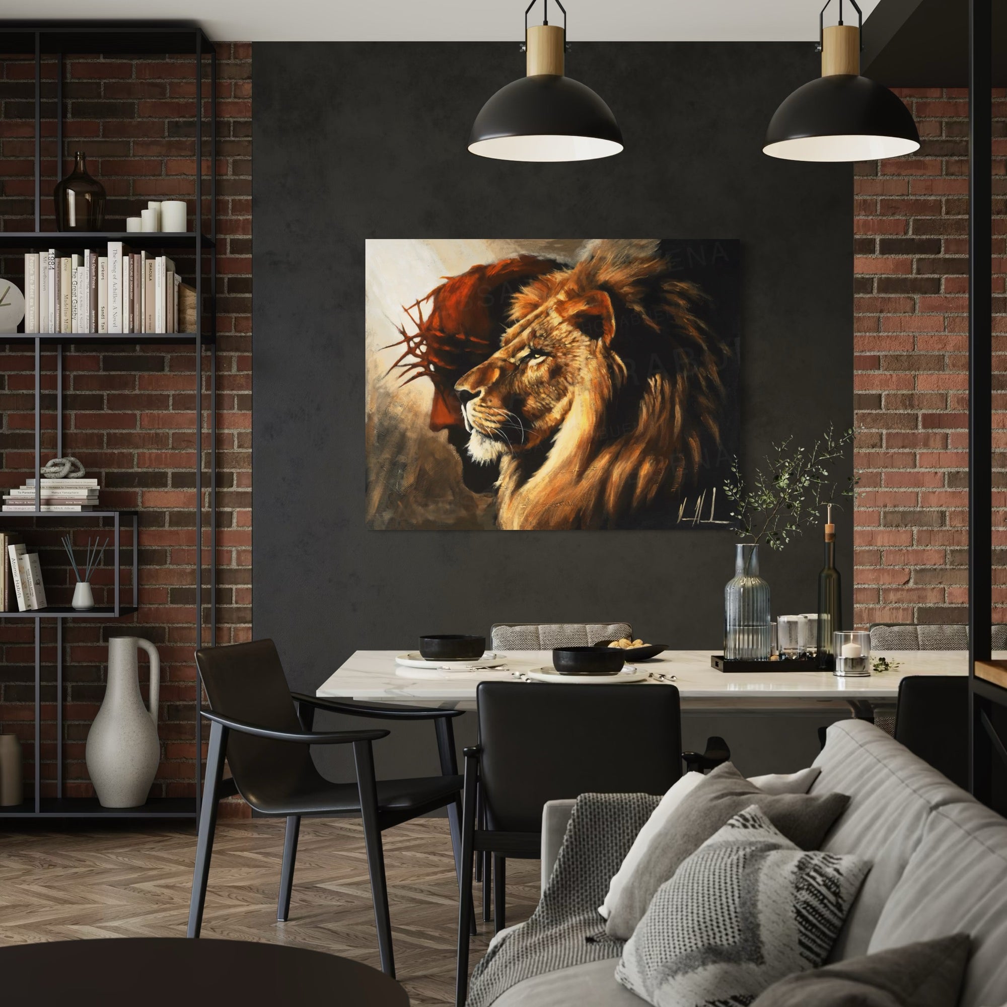 The Lion of Judah (Peace and Strength) (Hand Embellished Canvas Print) Lion Art Print Vanessa Horabuena