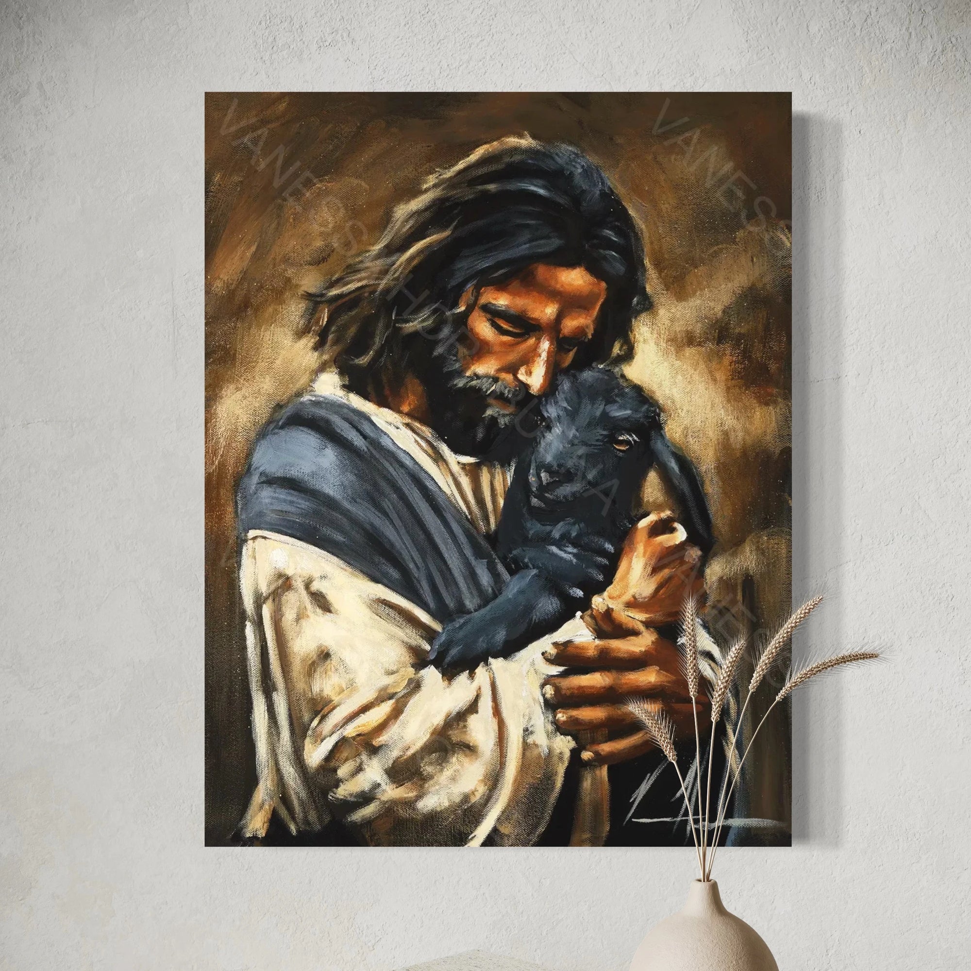 Saved By Grace (Hand Embellishment Canvas Print) Jesus Art Print Vanessa Horabuena