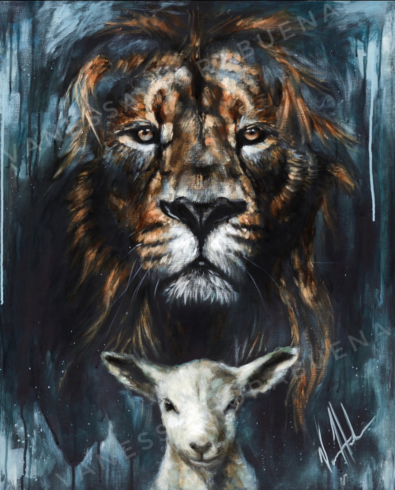  Zaafeen Diamond Painting Sad Lamb and Lion, Large