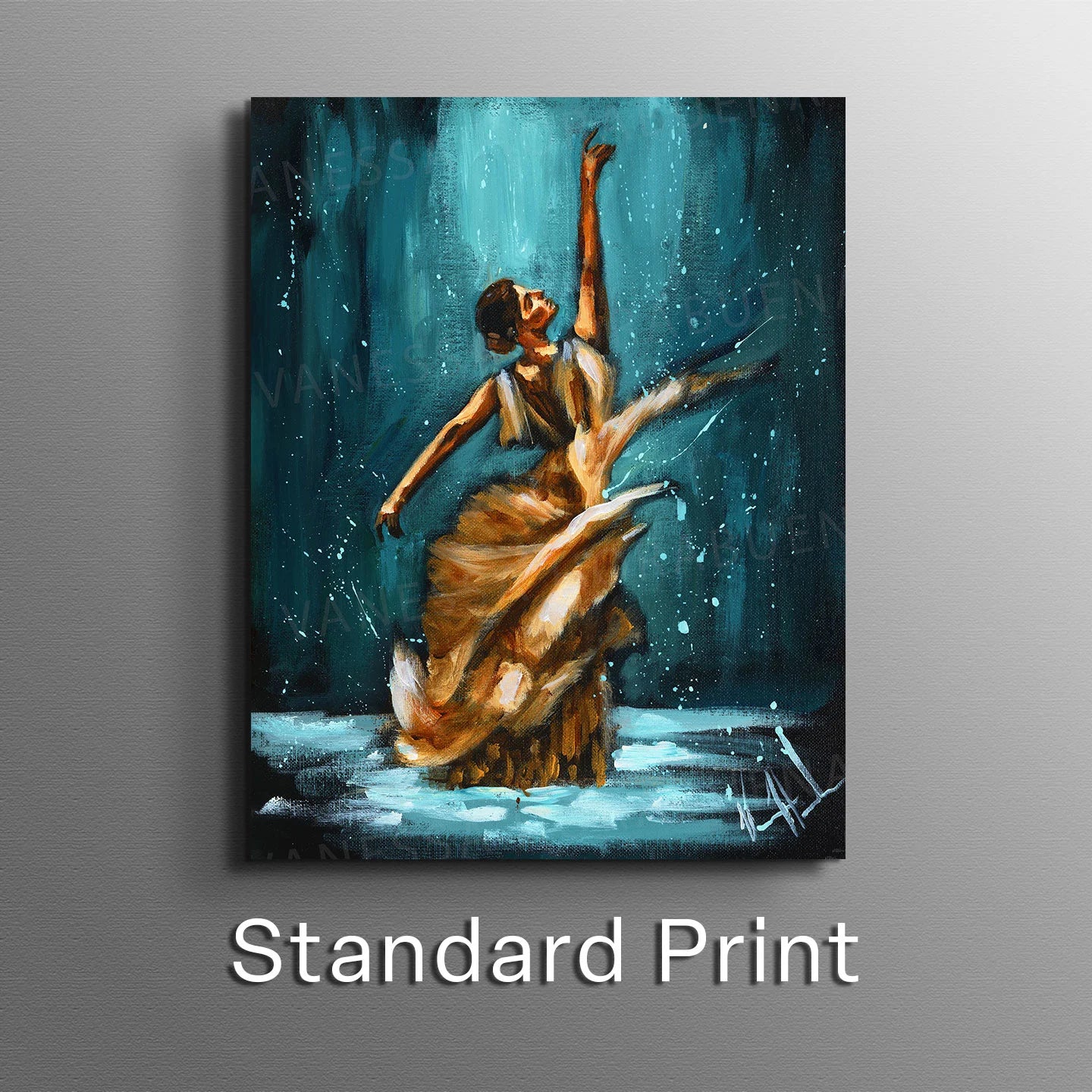I’ll Praise You Through the Storm (Gold Dress Edition) Women's Art Print Vanessa Horabuena