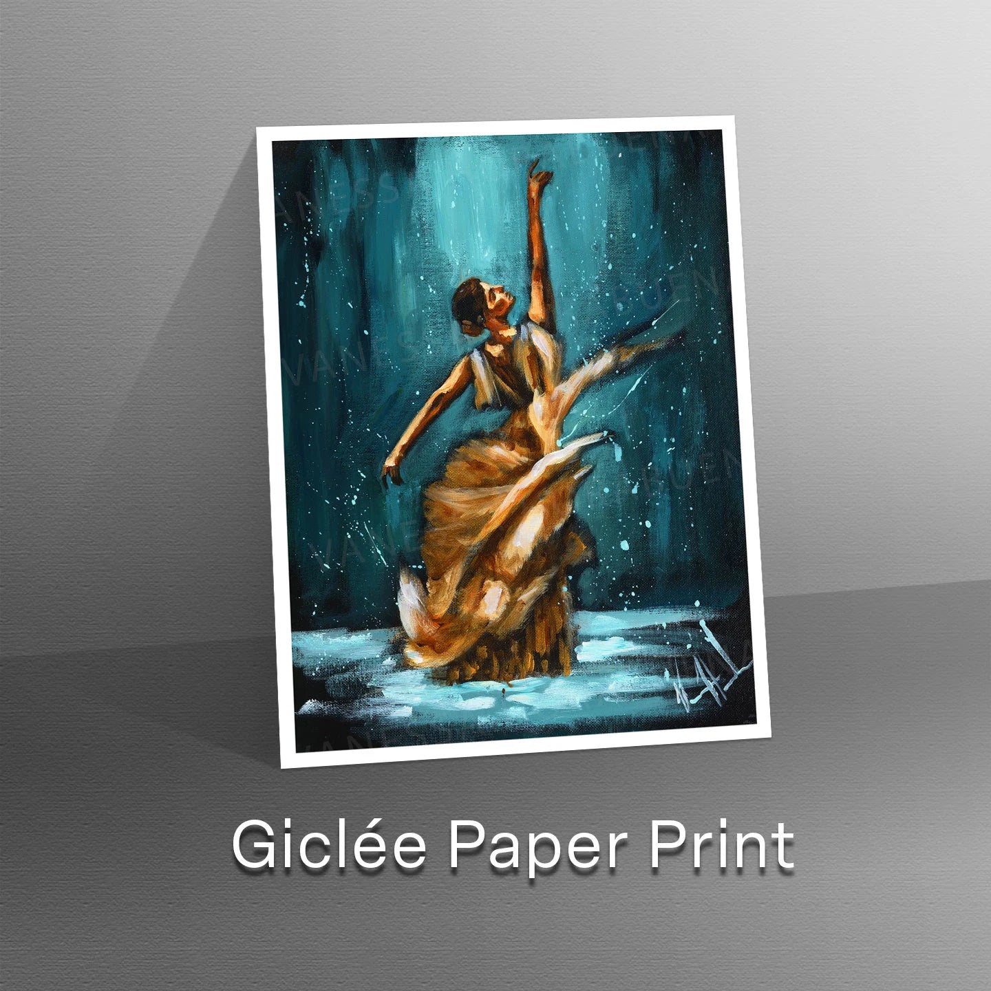 I’ll Praise You Through the Storm (Gold Dress Edition) Women's Art Print Vanessa Horabuena