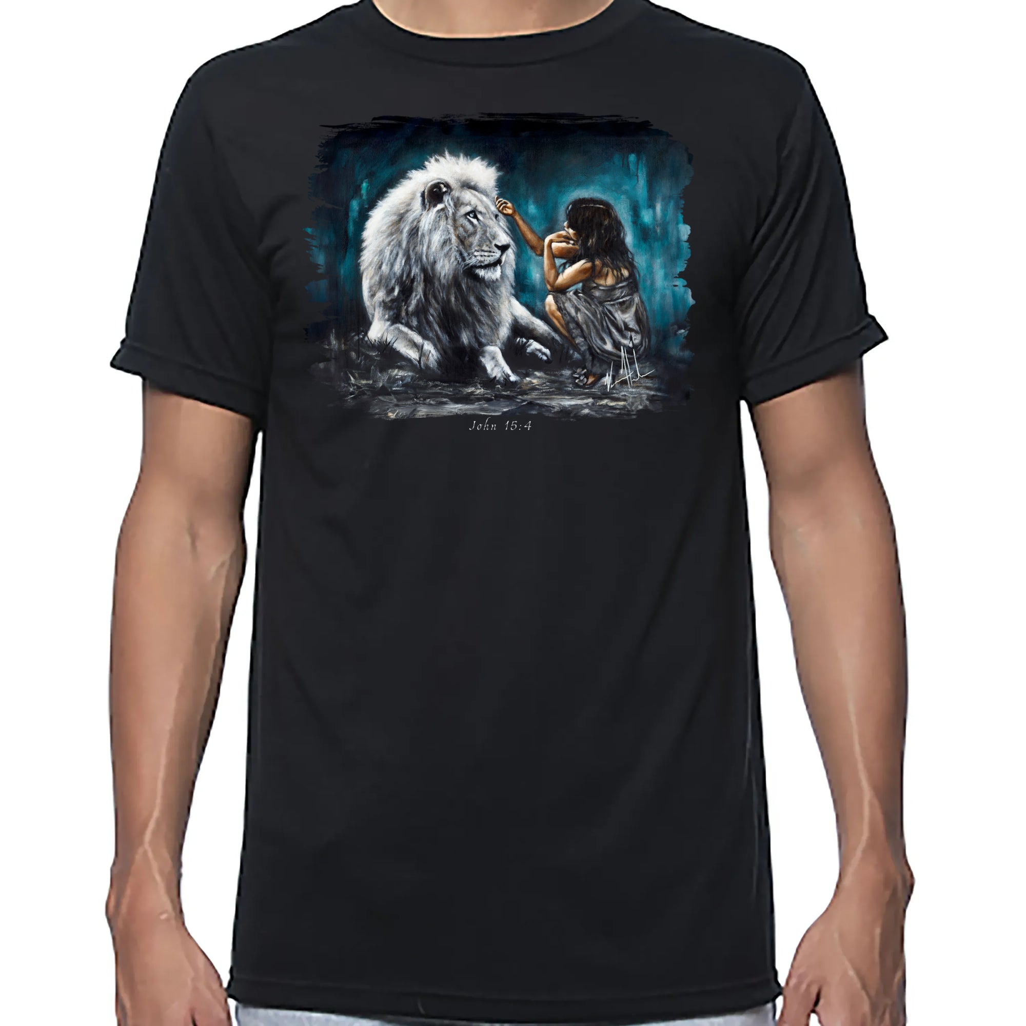 Intimacy With God (Blue Background) - Unisex T (Premium Organic Fabric) Vanessa Horabuena Bamboo Black Small