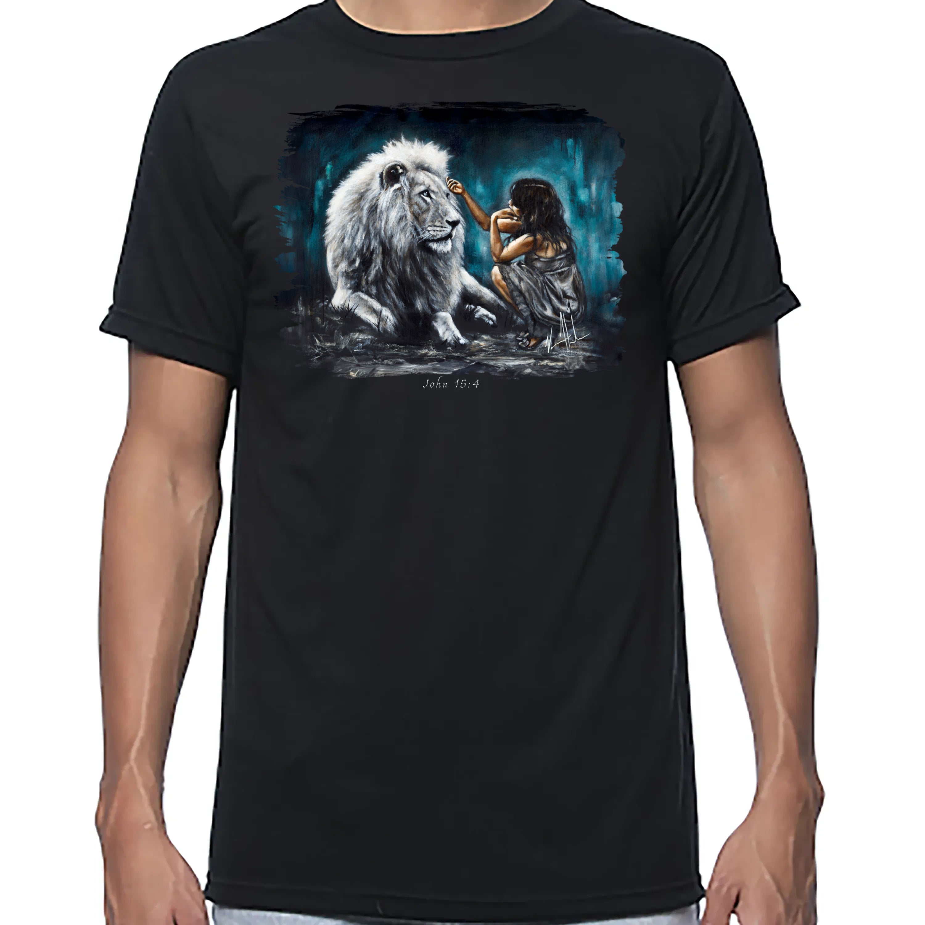 Intimacy with God (Blue Background) - Unisex T (Organic Bamboo) Vanessa Horabuena Short Sleeve Eclipse (Black) XS