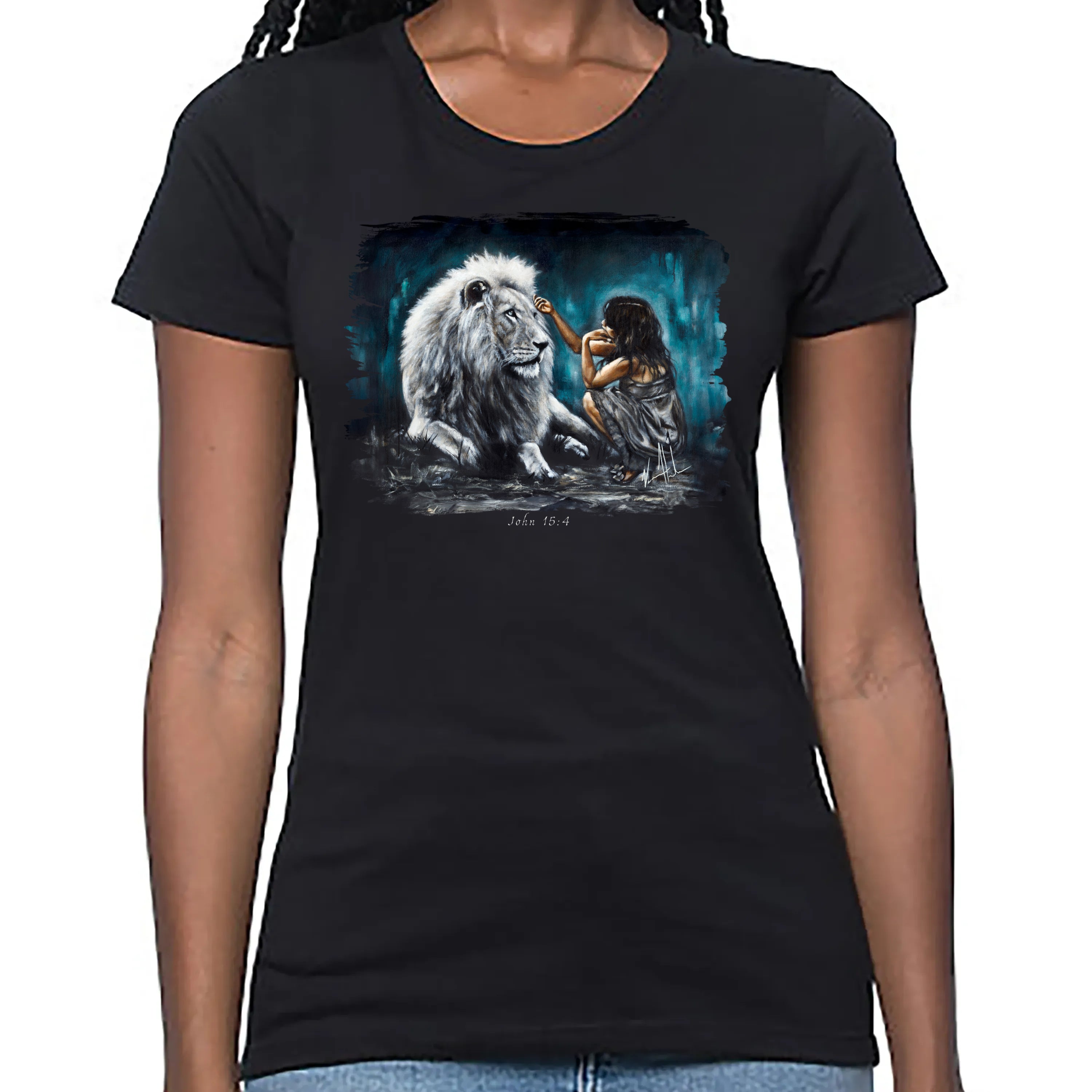 Intimacy with God (Blue Background) - Women's T (Organic Bamboo) Vanessa Horabuena Short Sleeve Eclipse (Black) XS