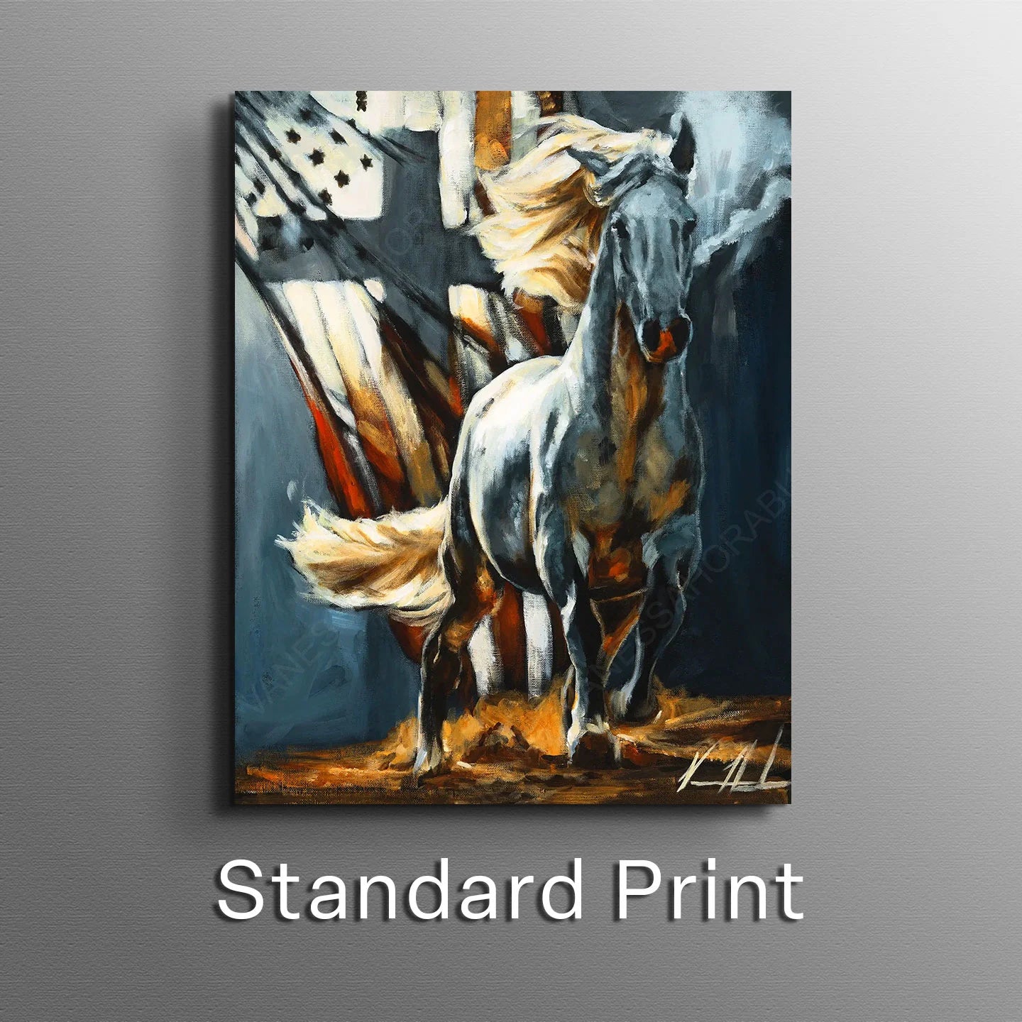 Land of the Free Patriotic Art Print, Horse Art Print Vanessa Horabuena