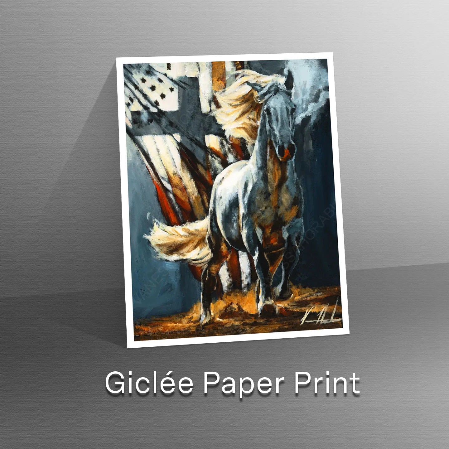 Land of the Free Patriotic Art Print, Horse Art Print Vanessa Horabuena