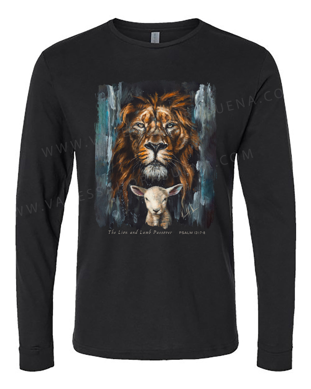 The Lion and Lamb Passover - Unisex T-Shirt Vanessa Horabuena Long Sleeve Black Small