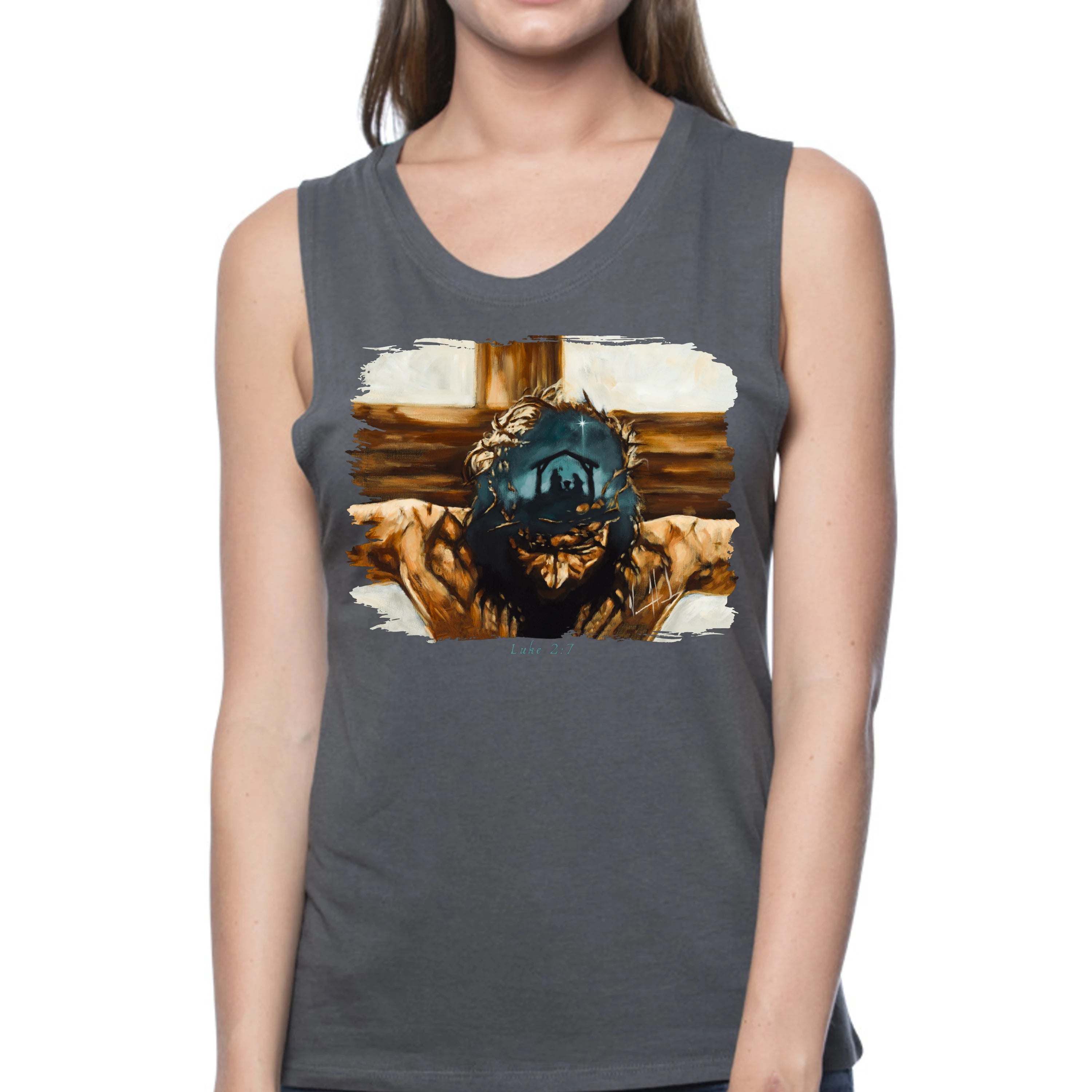 Love's True Story - Women's Tank Top (Organic Bamboo) Organic Bamboo Vanessa Horabuena Short Sleeve Pewter (Grey) XS