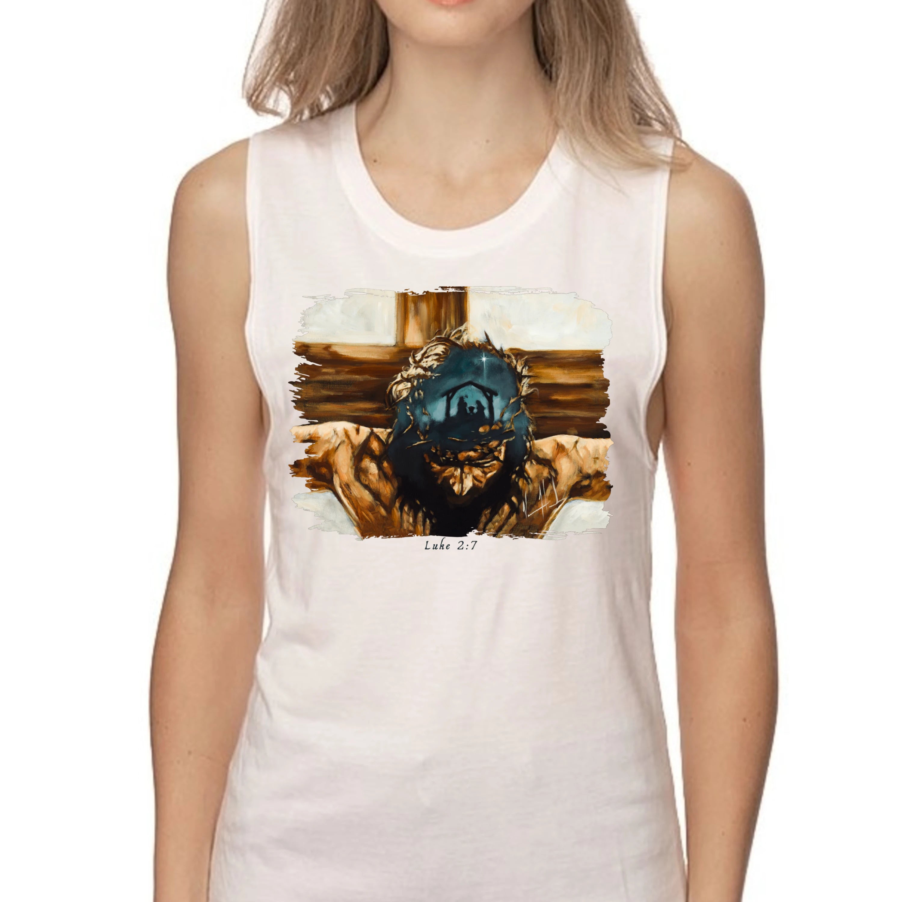 Love's True Story - Women's Tank Top (Organic Bamboo) Organic Bamboo Vanessa Horabuena Short Sleeve Frost (White) XS