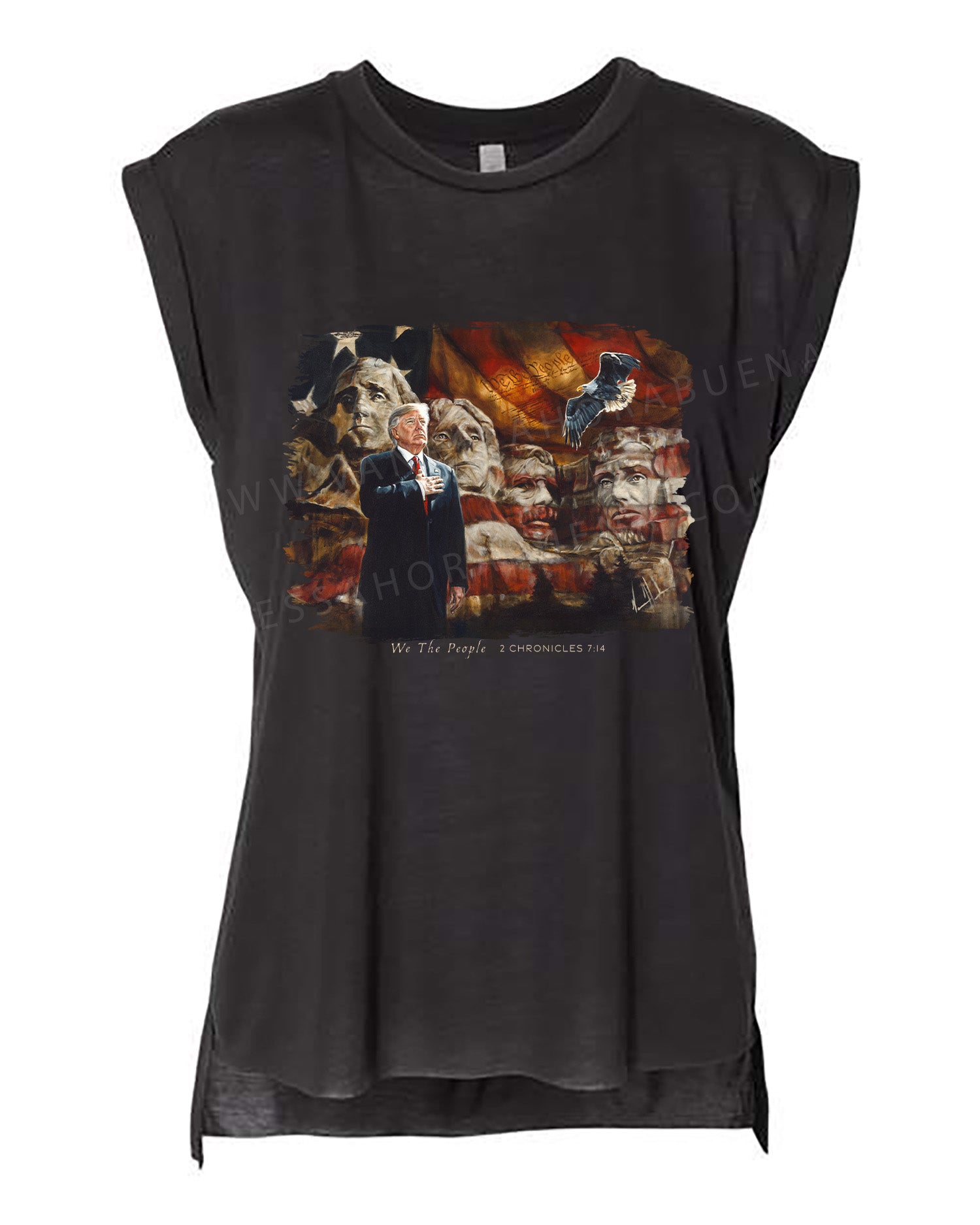 We the People - Ladies Rolled Sleeve Muscle T-Shirt Poly-Blend Vanessa Horabuena Black Small