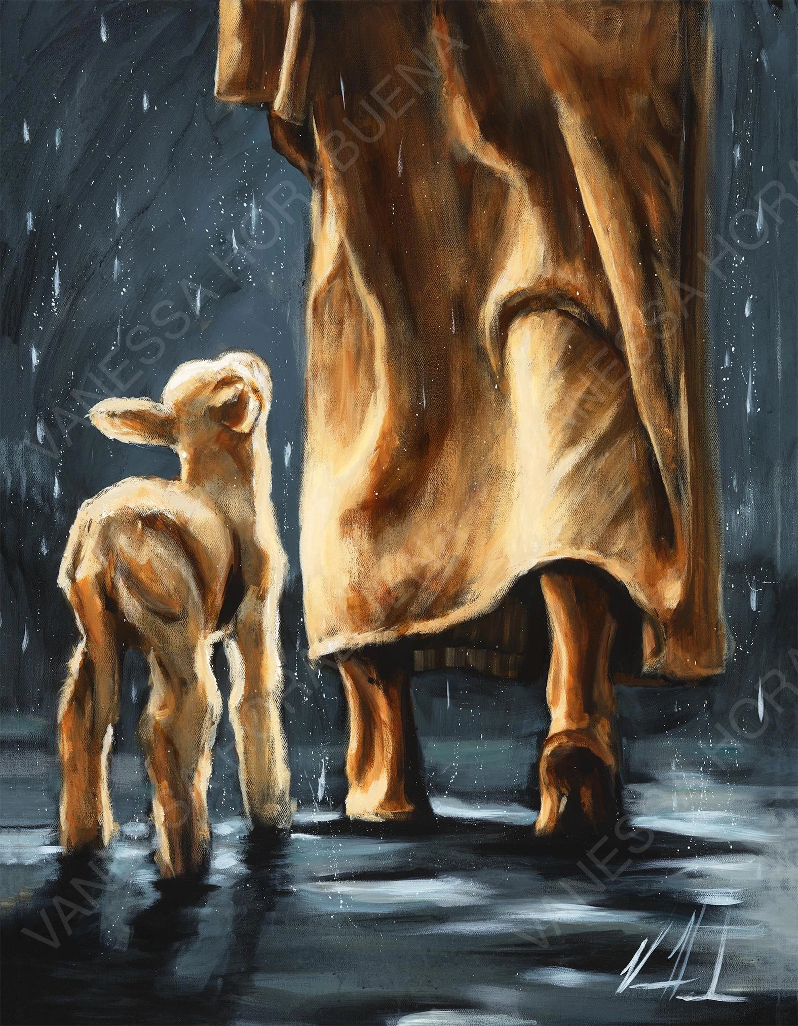 My Sheep Listen to My Voice - The Voice that Calms the Storm Jesus Art Print Vanessa Horabuena