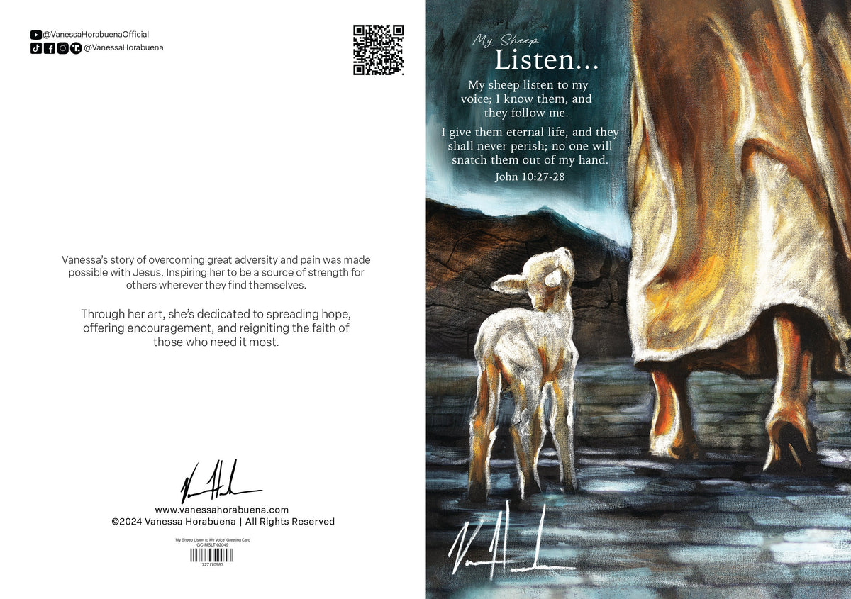 'My Sheep Listen to My Voice' Greeting Card Vanessa Horabuena