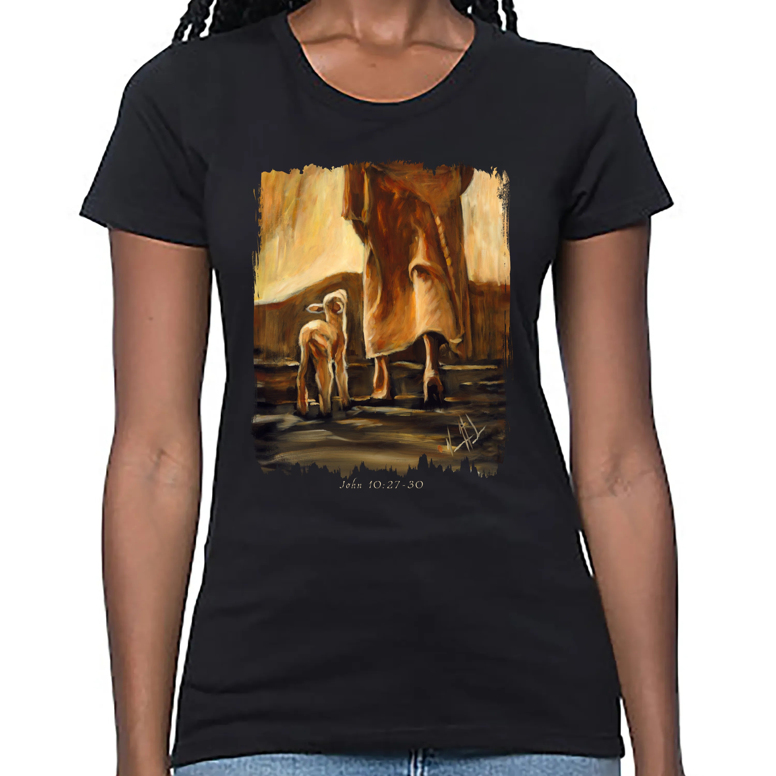 My Sheep Listen to My Voice - Fall Edition - Women's T (Organic Bamboo) Organic Bamboo Vanessa Horabuena Short Sleeve Eclipse (Black) XS
