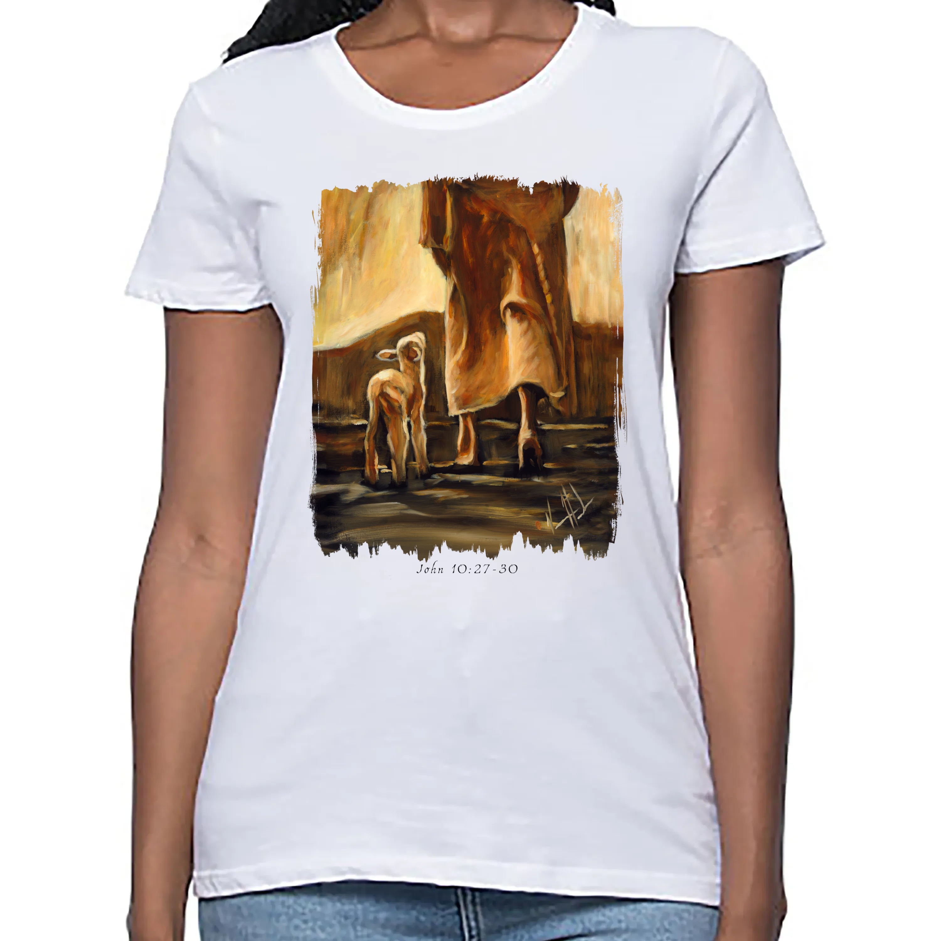 My Sheep Listen to My Voice - Fall Edition - Women's T (Organic Bamboo) Organic Bamboo Vanessa Horabuena Short Sleeve Frost (White) XS