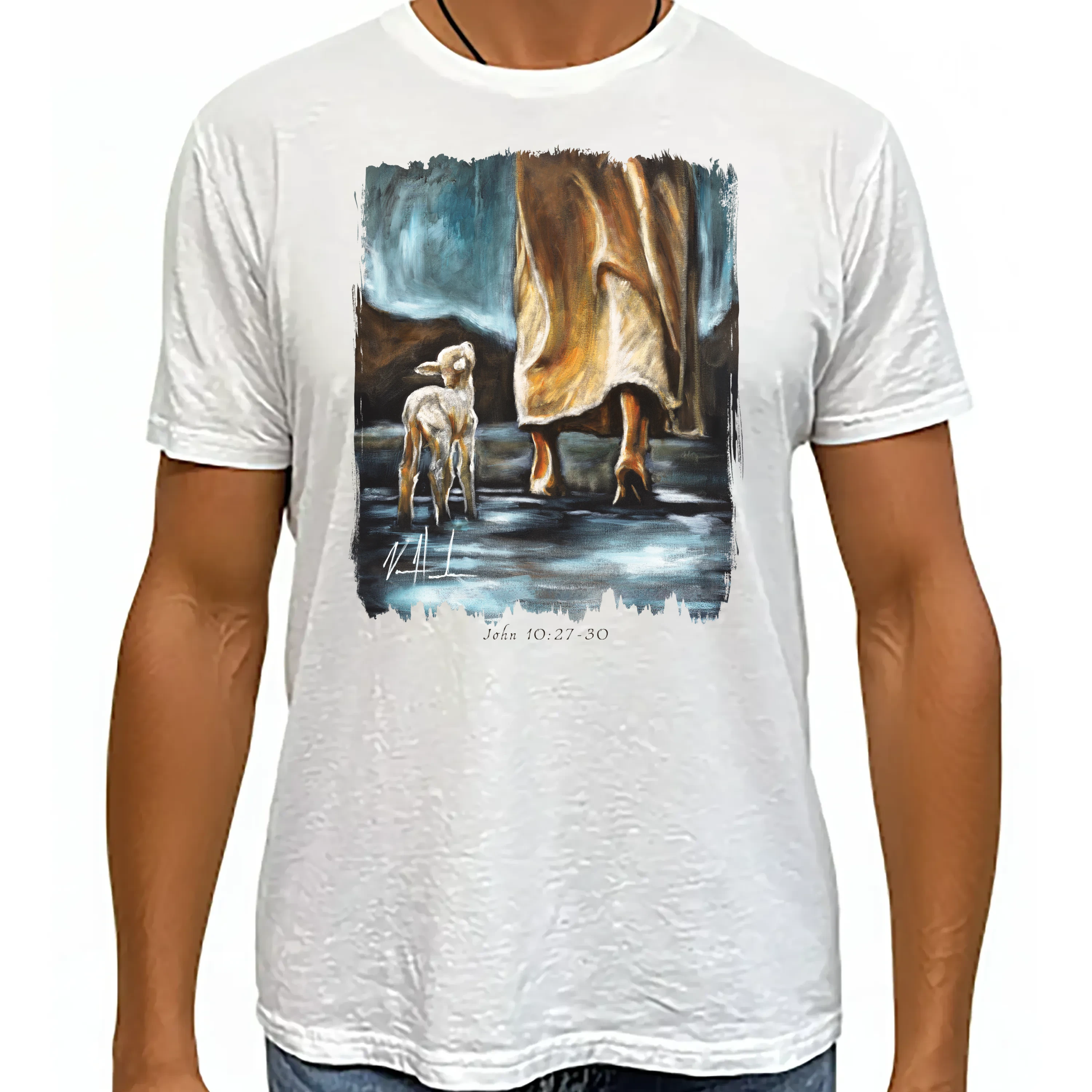 My Sheep Listen to My Voice - Unisex T (Organic Bamboo) Vanessa Horabuena Short Sleeve Frost (White) XS