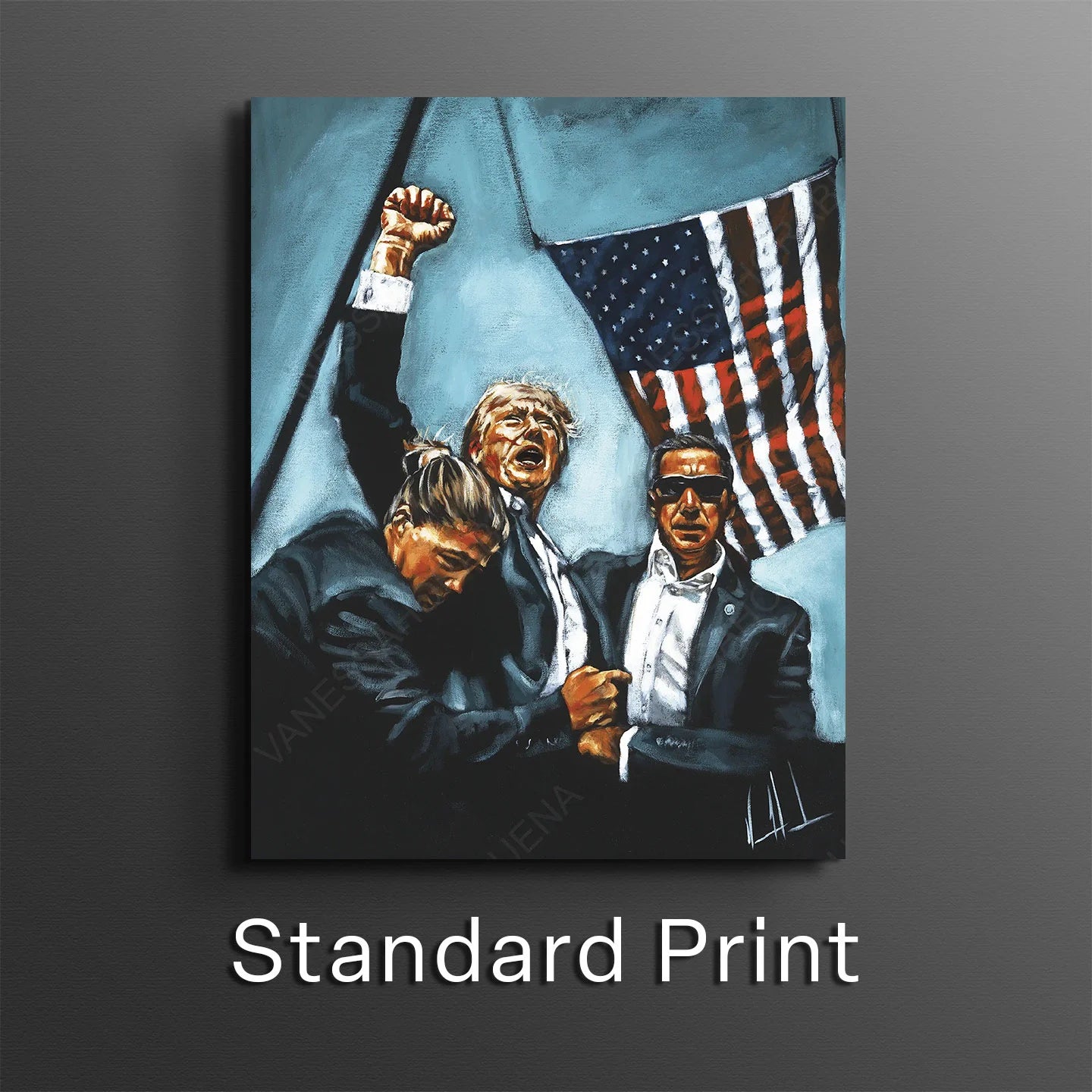 Never Surrender (Blue Background) Patriotic Art Print Vanessa Horabuena