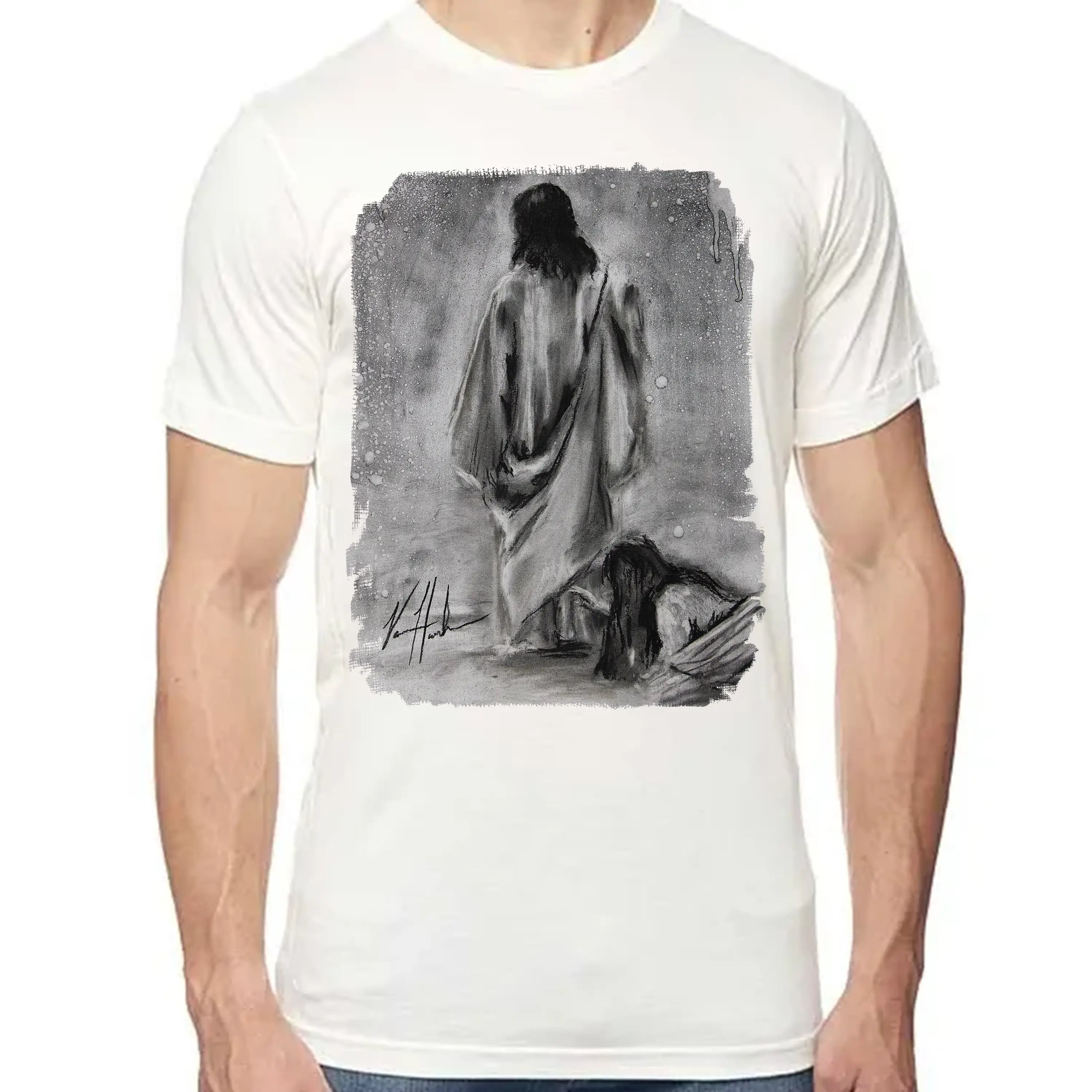 Jesus Healer (Sketch) - Unisex T (Premium Organic Fabric) Vanessa Horabuena Bamboo Natural Small