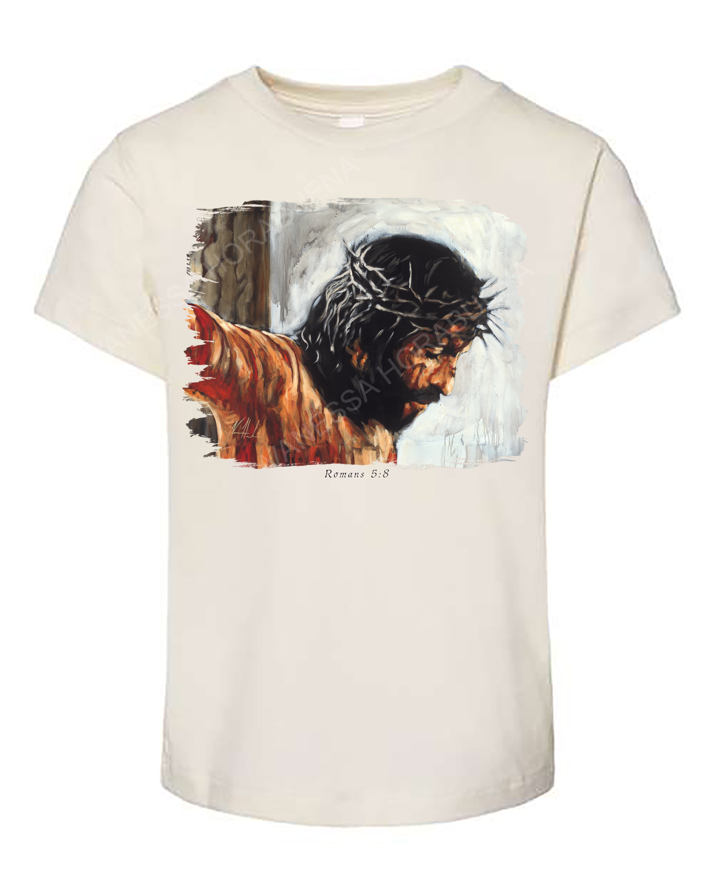By His Wounds We Are Healed (White Background) - Kids T (Organic Cotton) Organic Cotton Vanessa Horabuena Kids Natural 2T