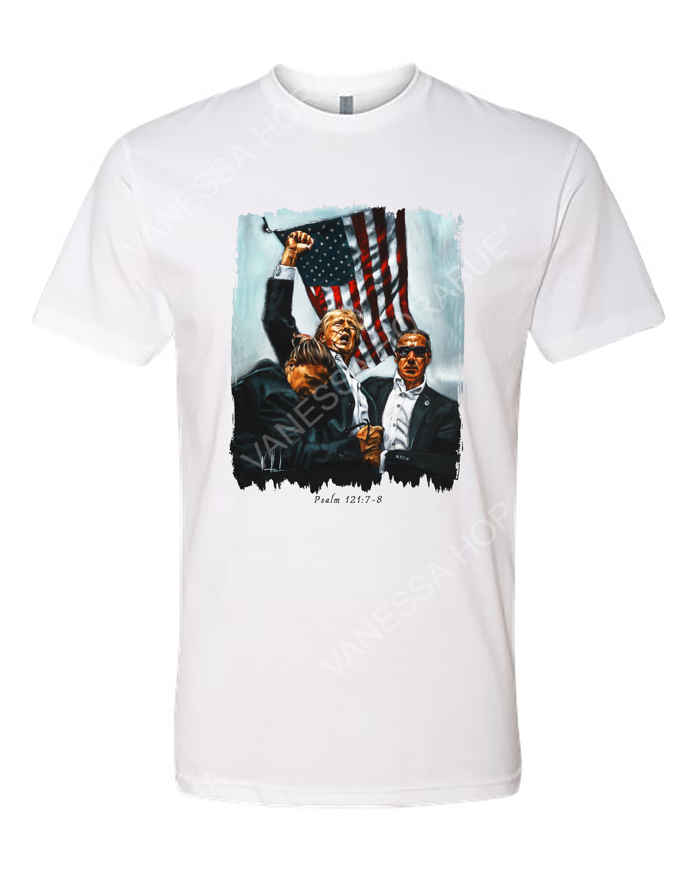 Never Surrender - Unisex T-Shirt Poly-Blend Vanessa Horabuena Short Sleeve White Small