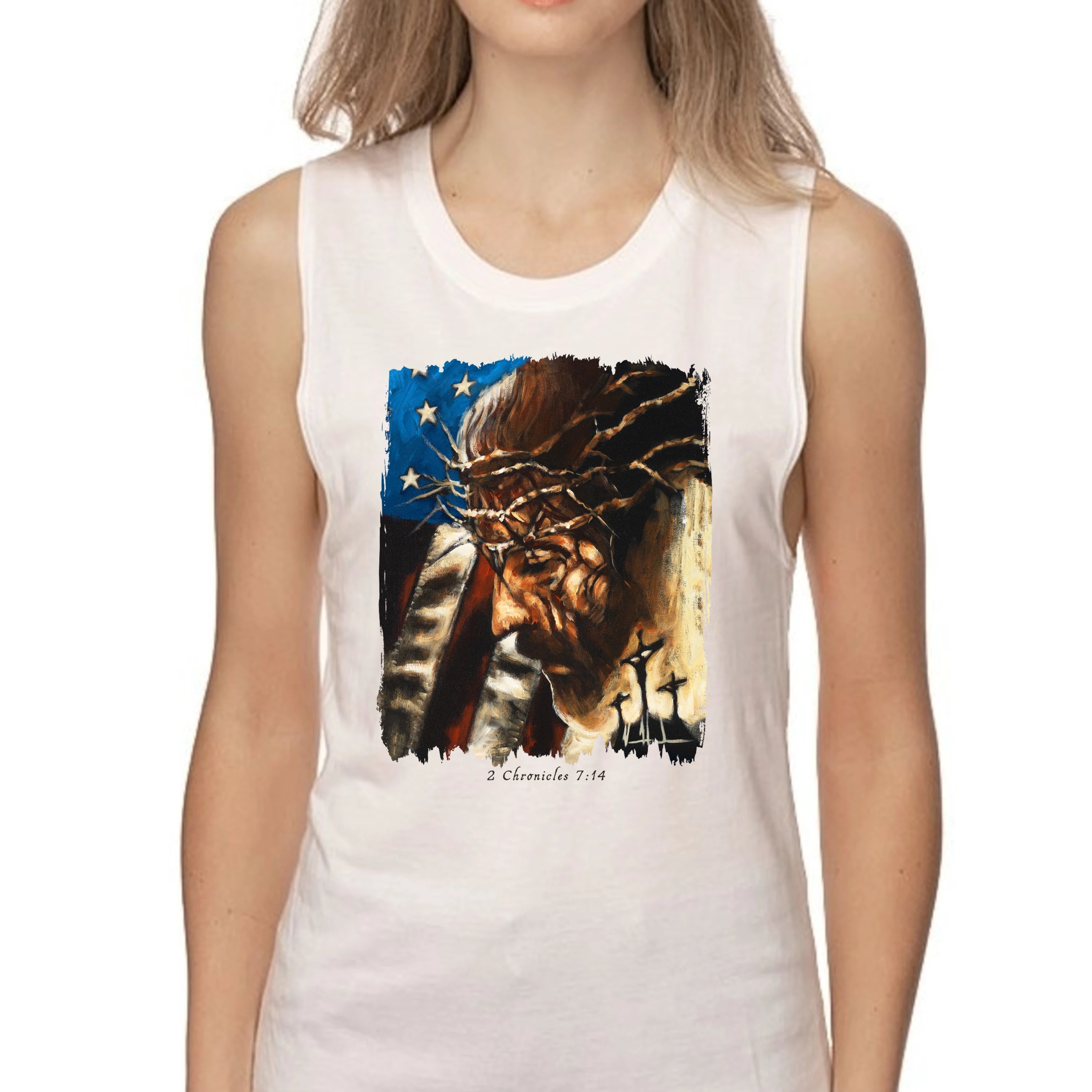 One Nation Under God - Women's Tank Top (Organic Bamboo) Organic Bamboo Vanessa Horabuena Short Sleeve Frost (White) XS