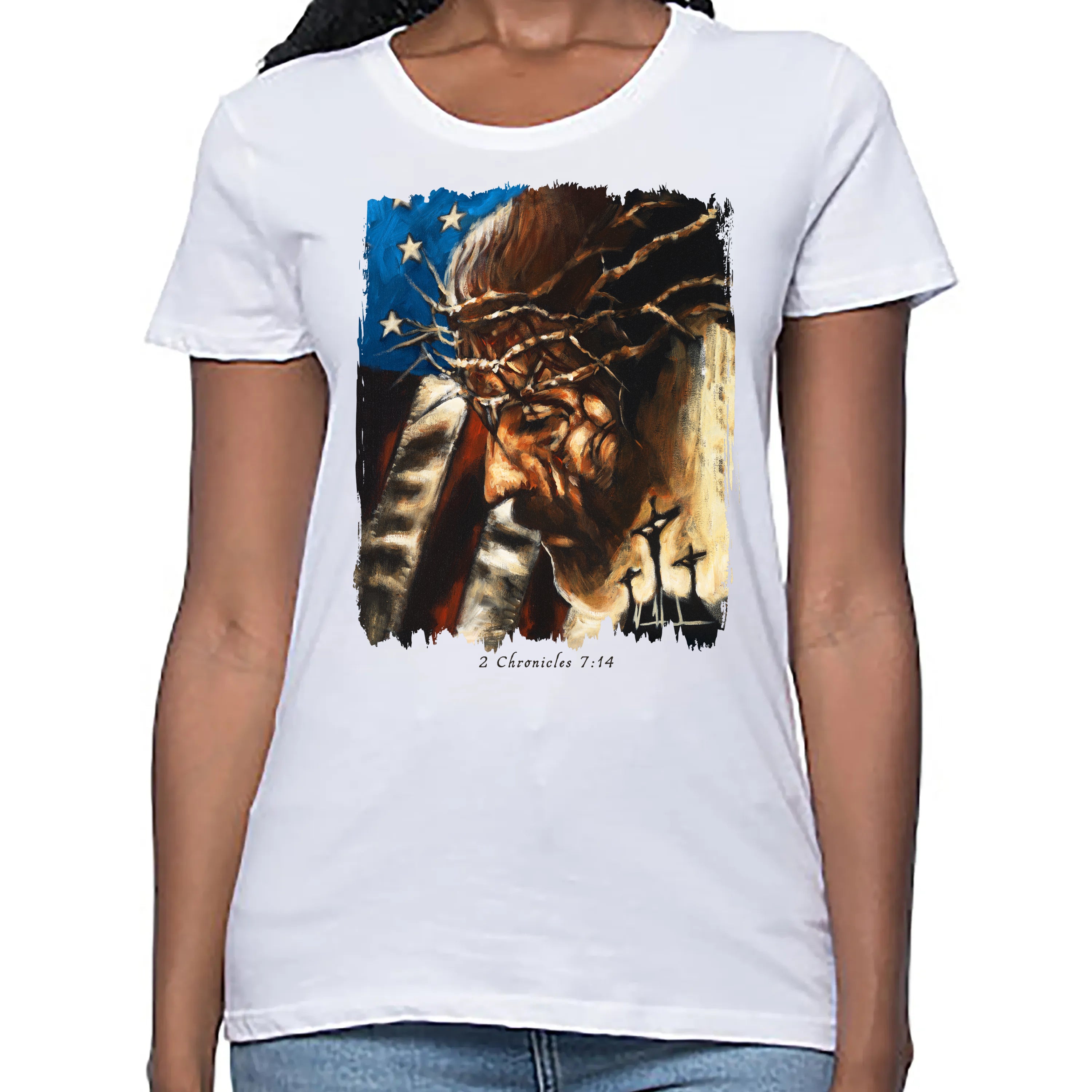 One Nation Under God - Women's T (Organic Bamboo) Vanessa Horabuena Short Sleeve Frost (White) XS