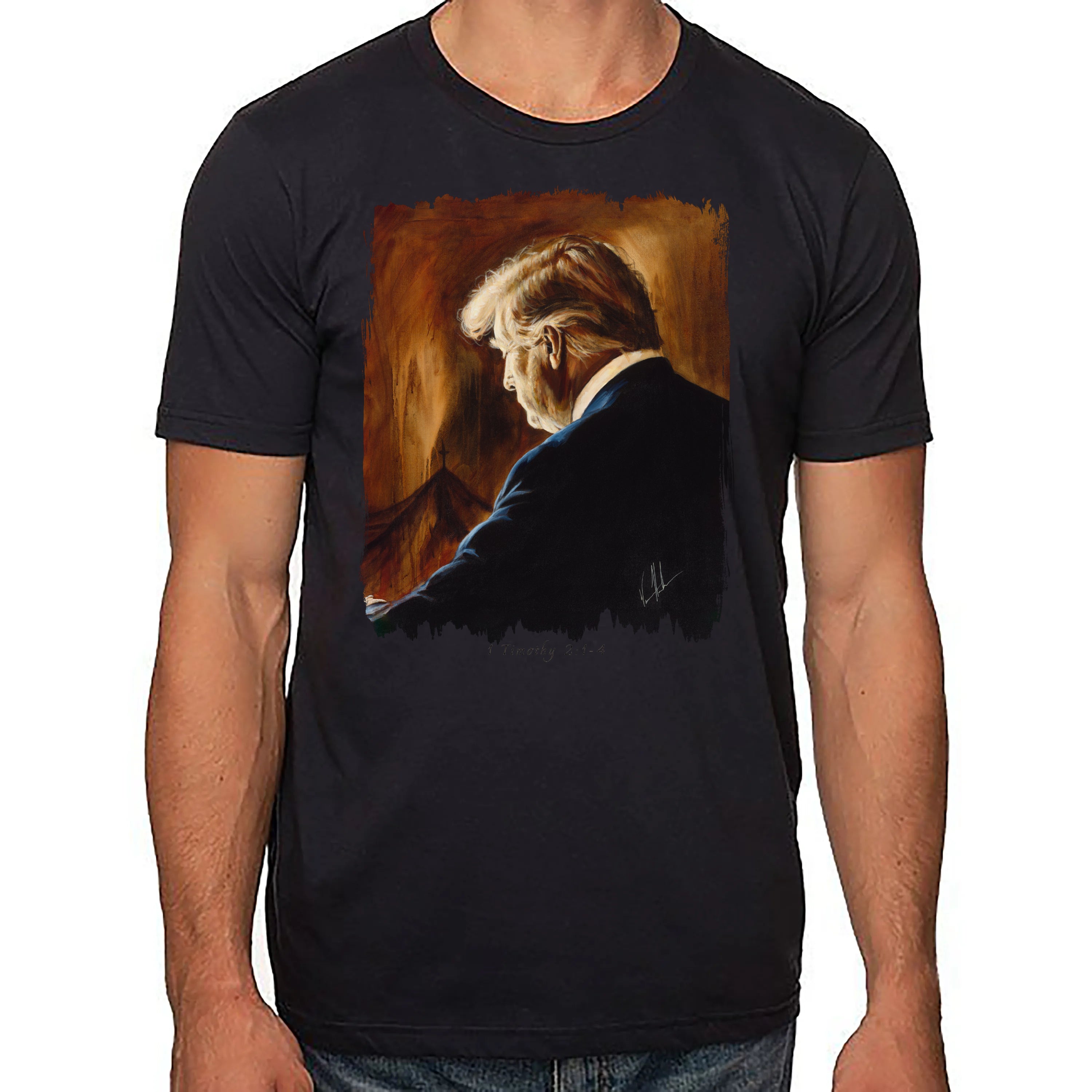 Prayers For Our President (For Such A Time As This) - Unisex T (Organic Cotton) Organic Cotton Vanessa Horabuena Short Sleeve Night (Black) XS
