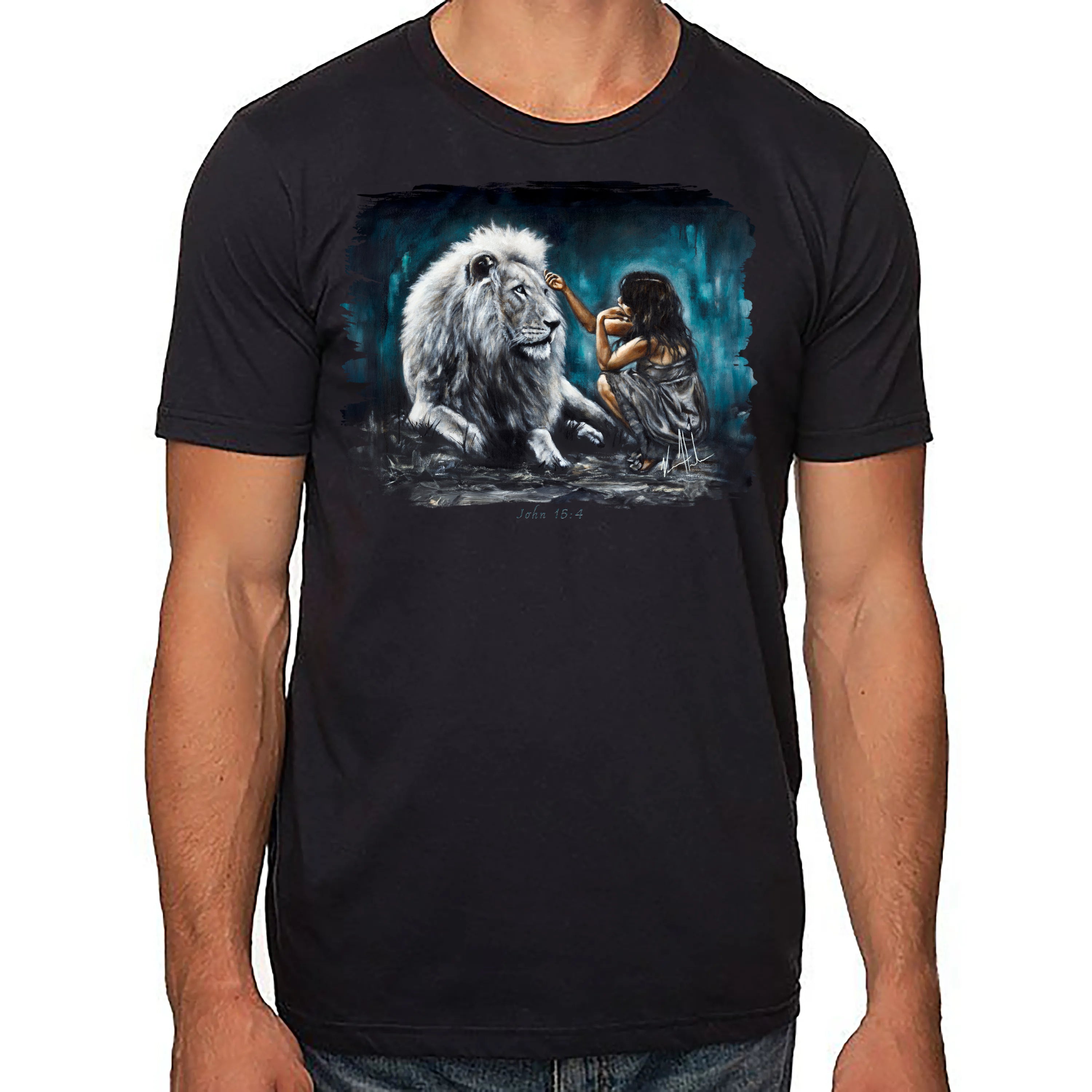 Intimacy With God (Blue Background ) - Unisex T (Organic Cotton) Organic Cotton Vanessa Horabuena Short Sleeve Night (Black) XS