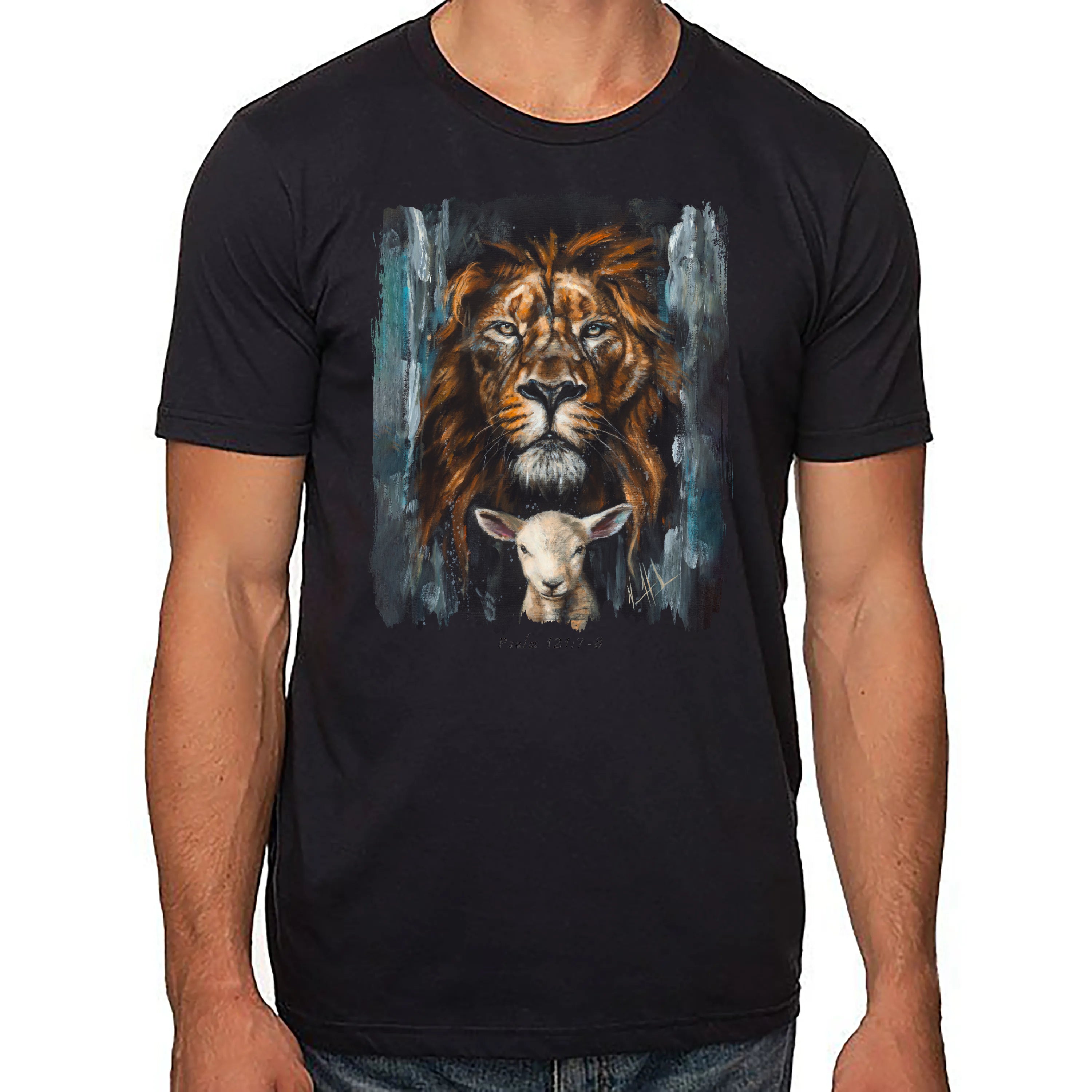 The Lion And Lamb Passover - Unisex T (Organic Cotton) Organic Cotton Vanessa Horabuena Short Sleeve Night (Black) XS