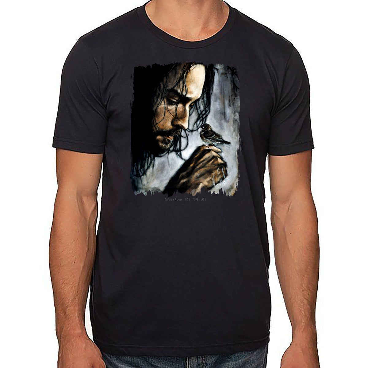 Unisex T (Organic Cotton) - Watcher Of The Sparrow Organic Cotton Vanessa Horabuena Short Sleeve Night (Black) XS