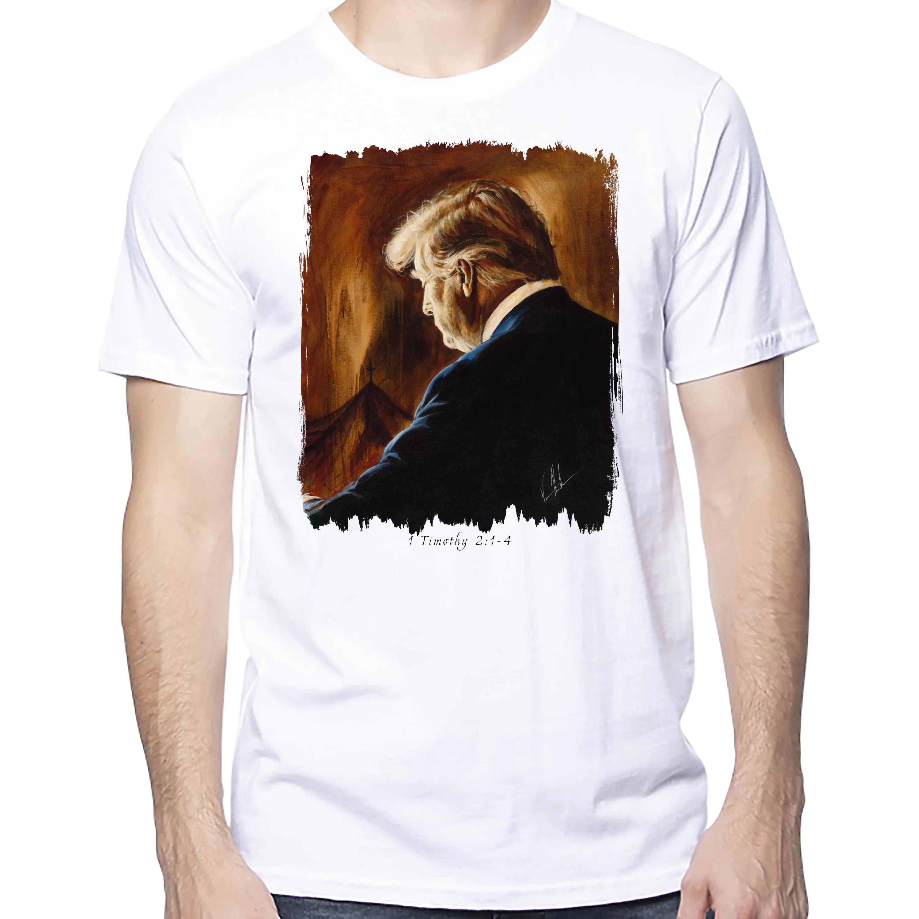 Prayers For Our President (For Such A Time As This) - Unisex T (Organic Cotton) Organic Cotton Vanessa Horabuena Short Sleeve Salt (White) XS