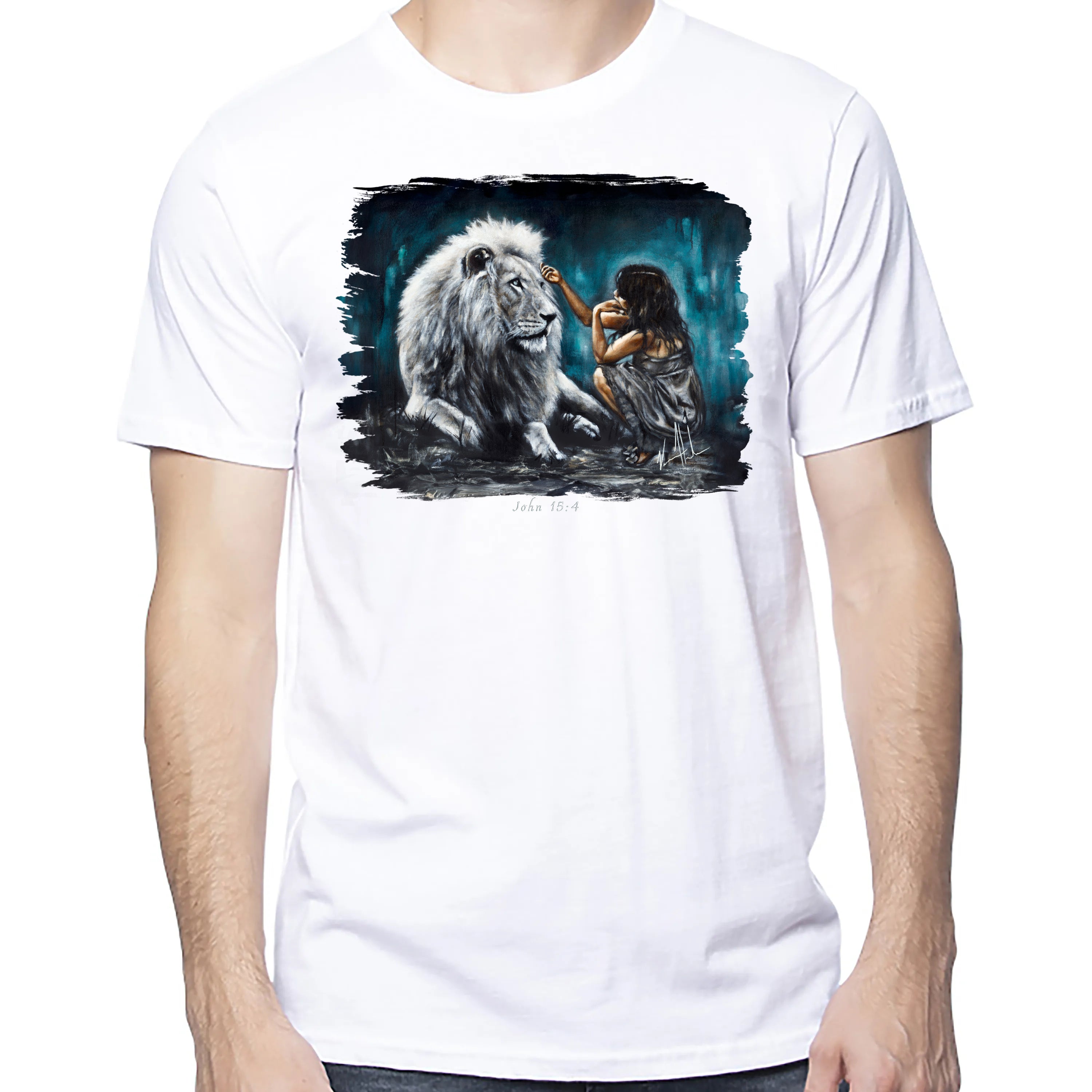 Intimacy With God (Blue Background ) - Unisex T (Organic Cotton) Organic Cotton Vanessa Horabuena Short Sleeve Salt (White) XS