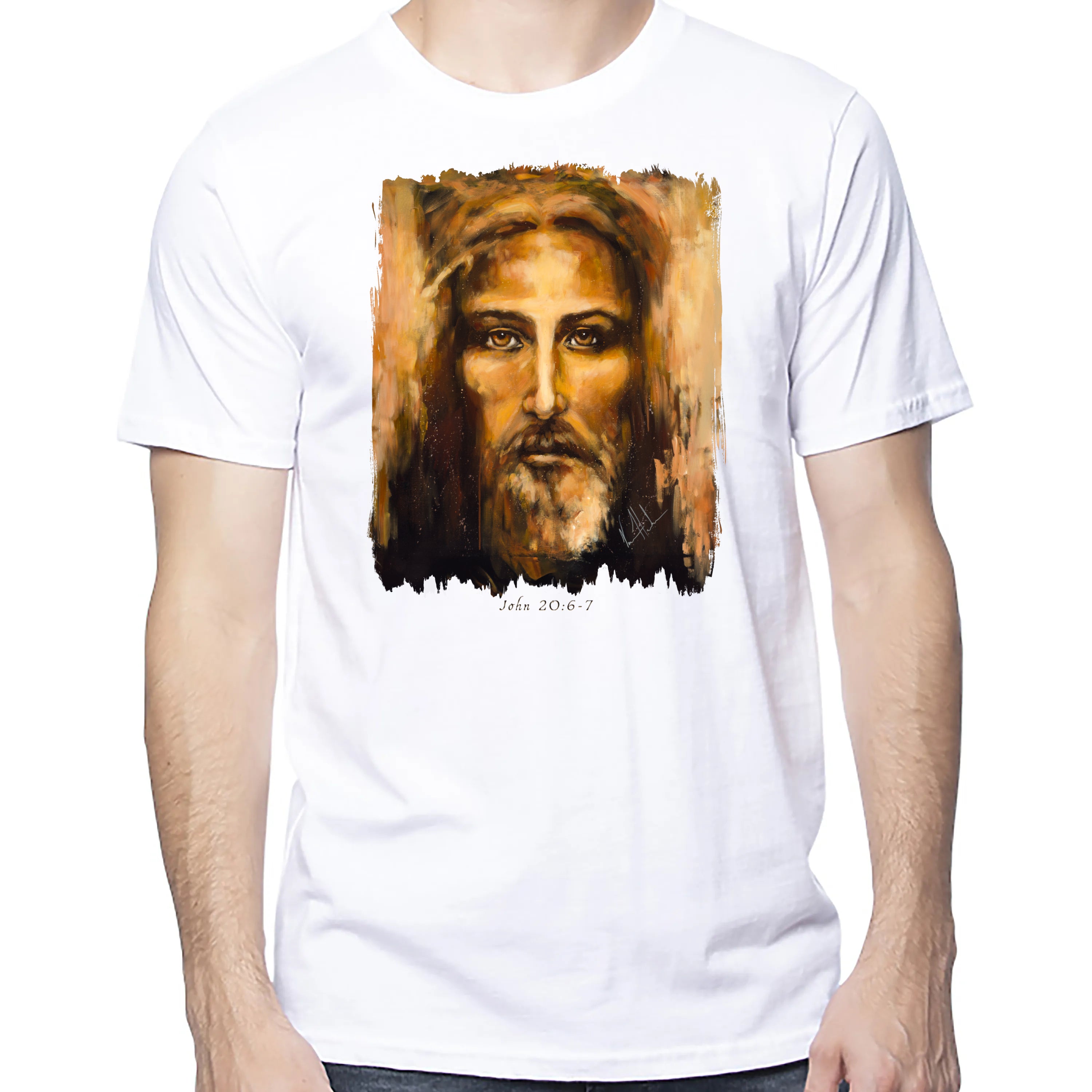 The Shroud Of Turin - Resurrection Light - Unisex T (Organic Cotton) Organic Cotton Vanessa Horabuena Short Sleeve Salt (White) XS