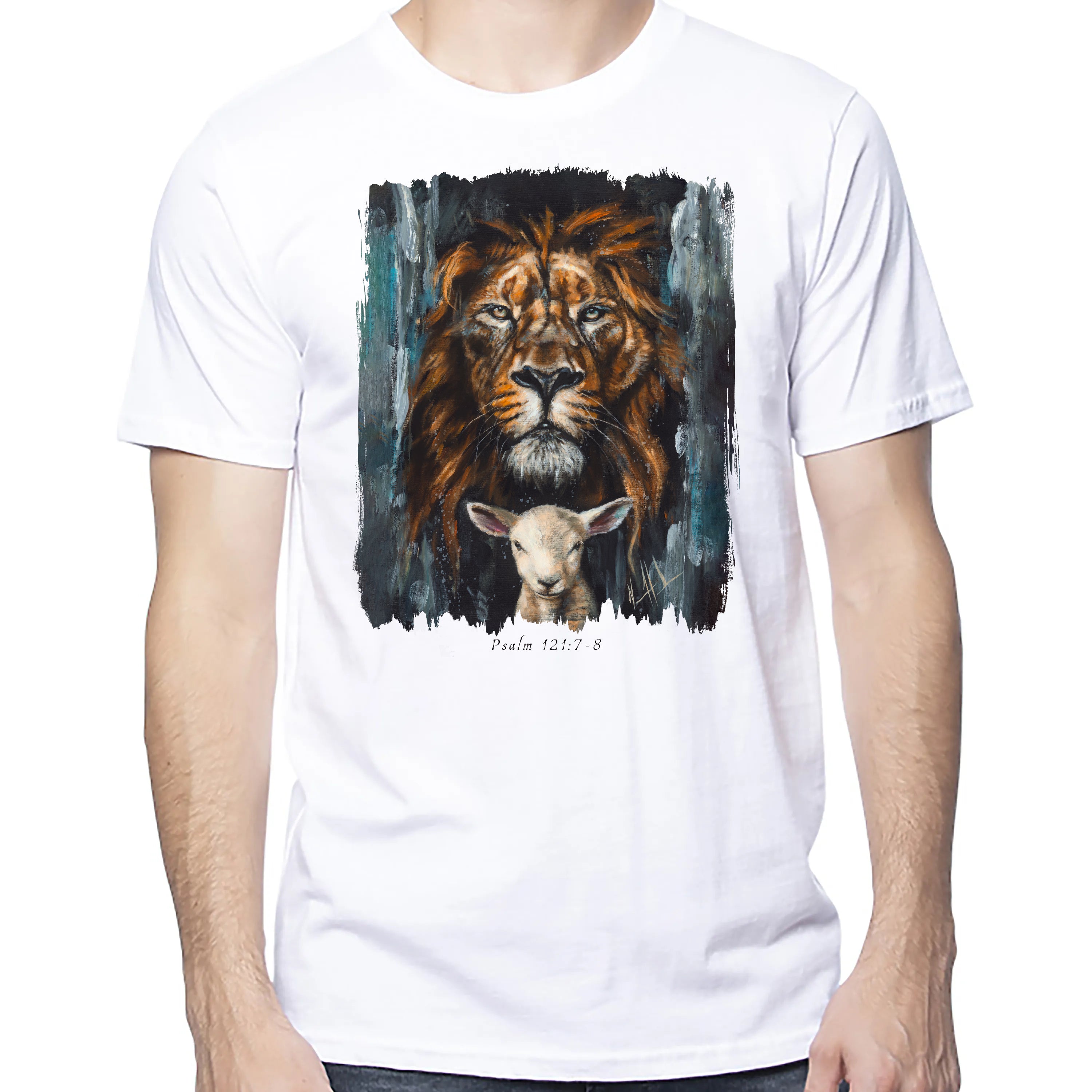 The Lion And Lamb Passover - Unisex T (Organic Cotton) Organic Cotton Vanessa Horabuena Short Sleeve Salt (White) XS