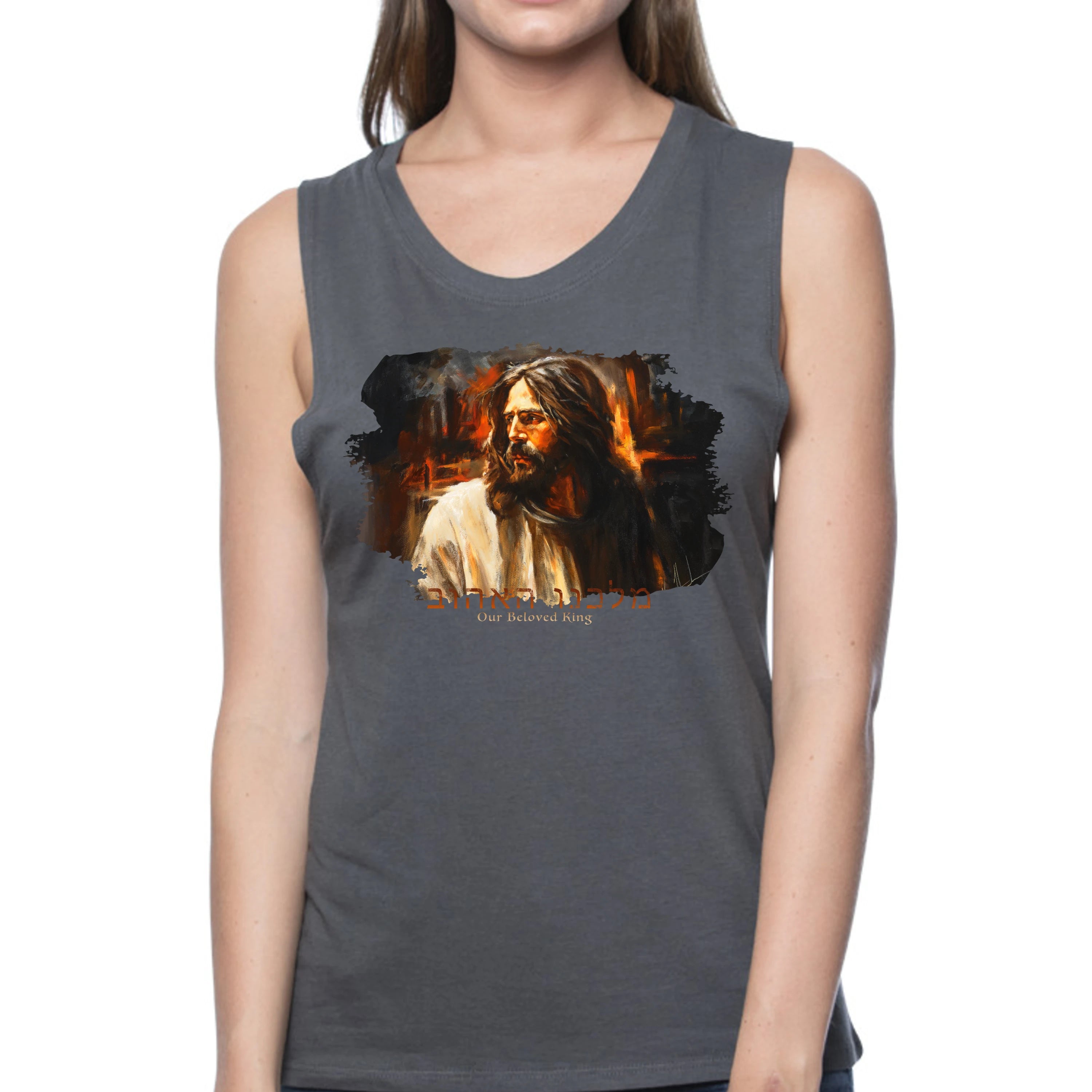 Our Beloved King - Women's Tank Top (Organic Bamboo) Vanessa Horabuena Short Sleeve Pewter (Grey) XS