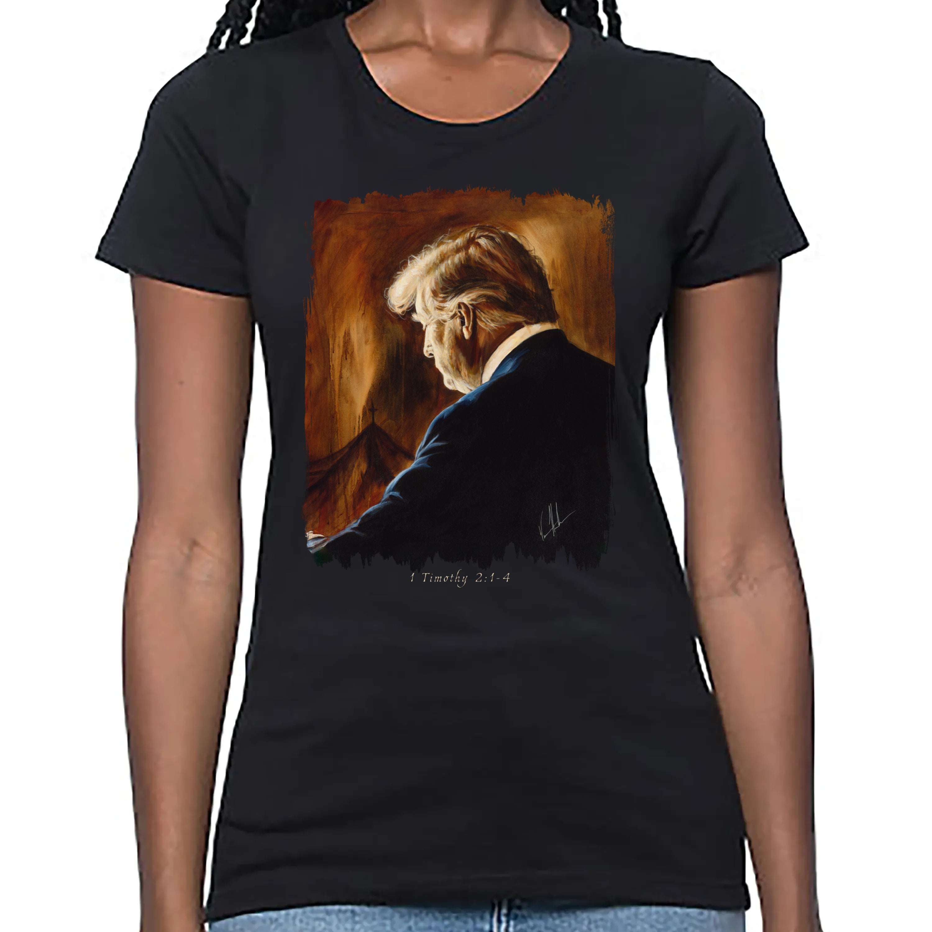 Prayers for Our President (For Such a Time as This) - Women's T (Organic Bamboo) Vanessa Horabuena Short Sleeve Eclipse (Black) XS