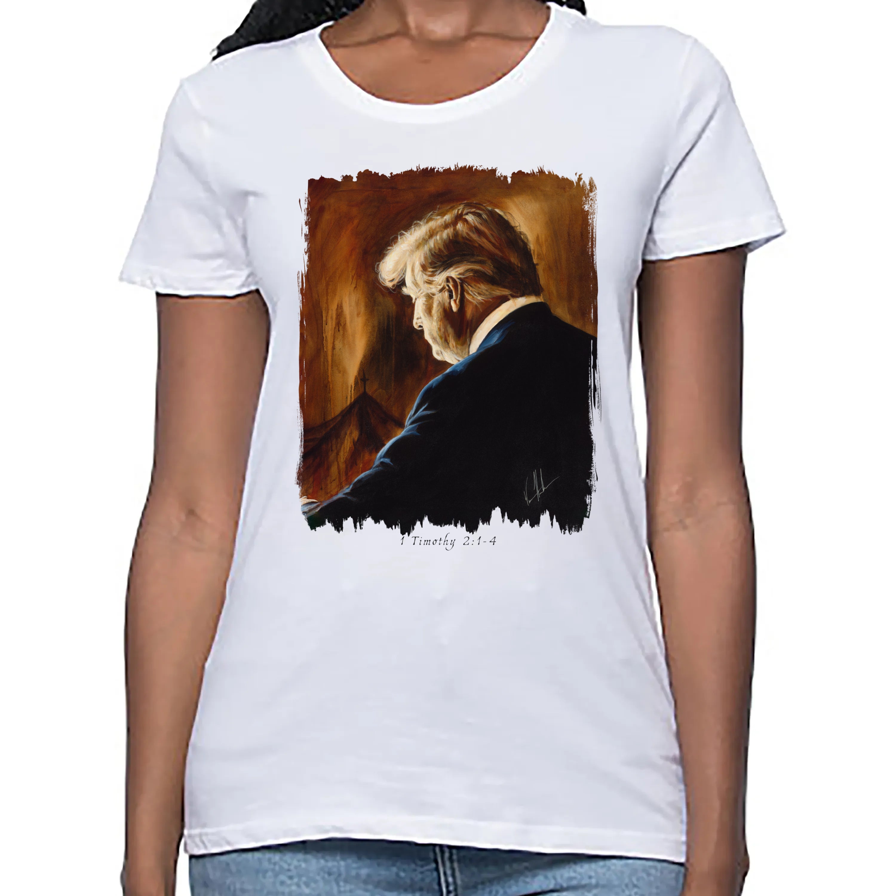 Prayers for Our President (For Such a Time as This) - Women's T (Organic Bamboo) Vanessa Horabuena Short Sleeve Frost (White) XS