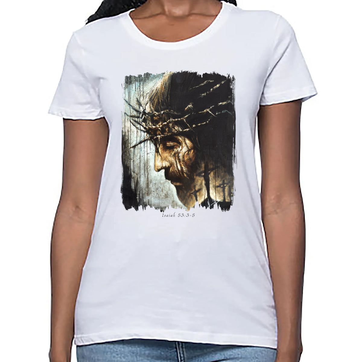 Redeemer's Love With Crosses - Women's T (Organic Bamboo) Vanessa Horabuena Short Sleeve Frost (White) XS