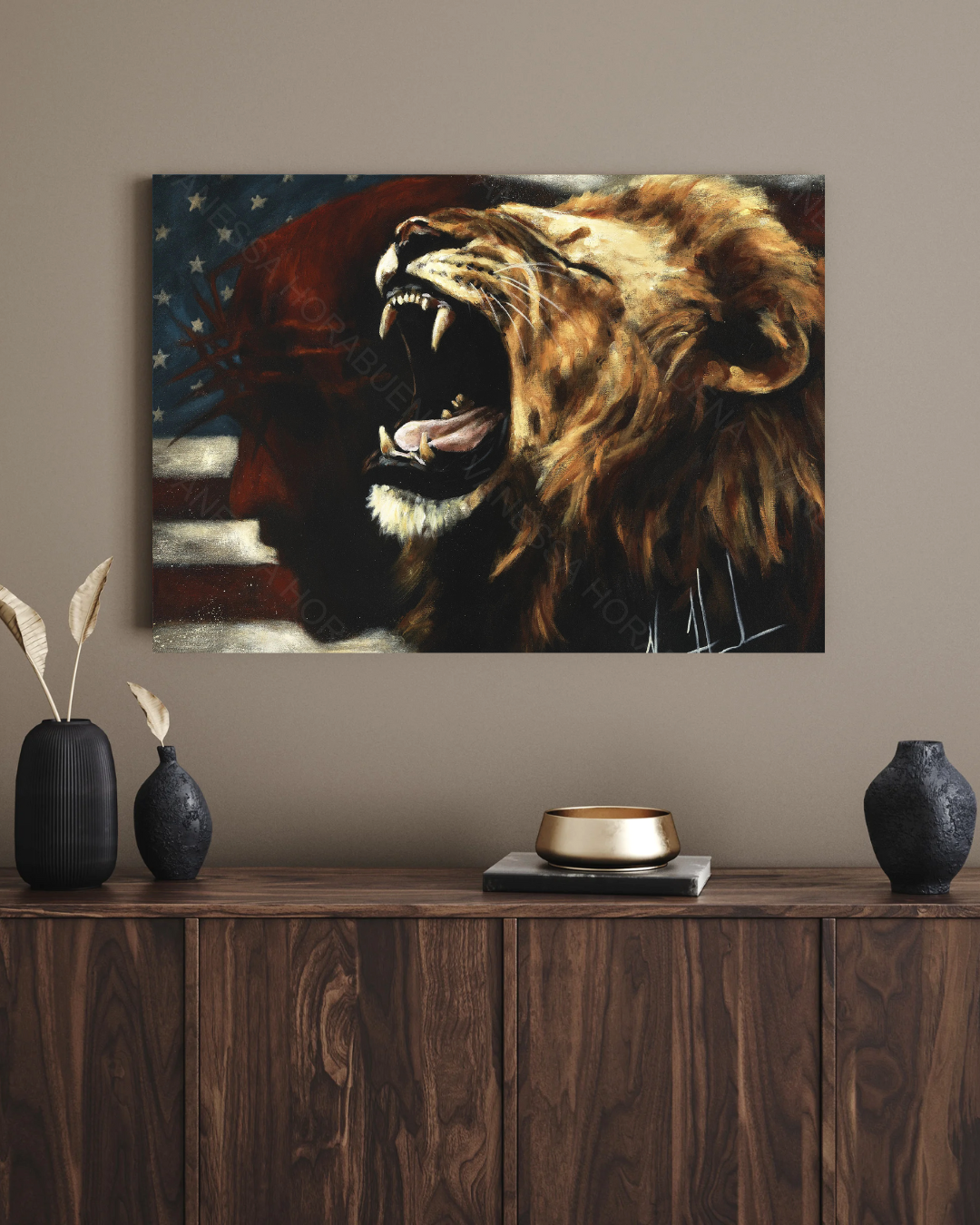 Return of a Nation - RE-DESIGNED! Lion Art Print, Patriotic Art Print Vanessa Horabuena
