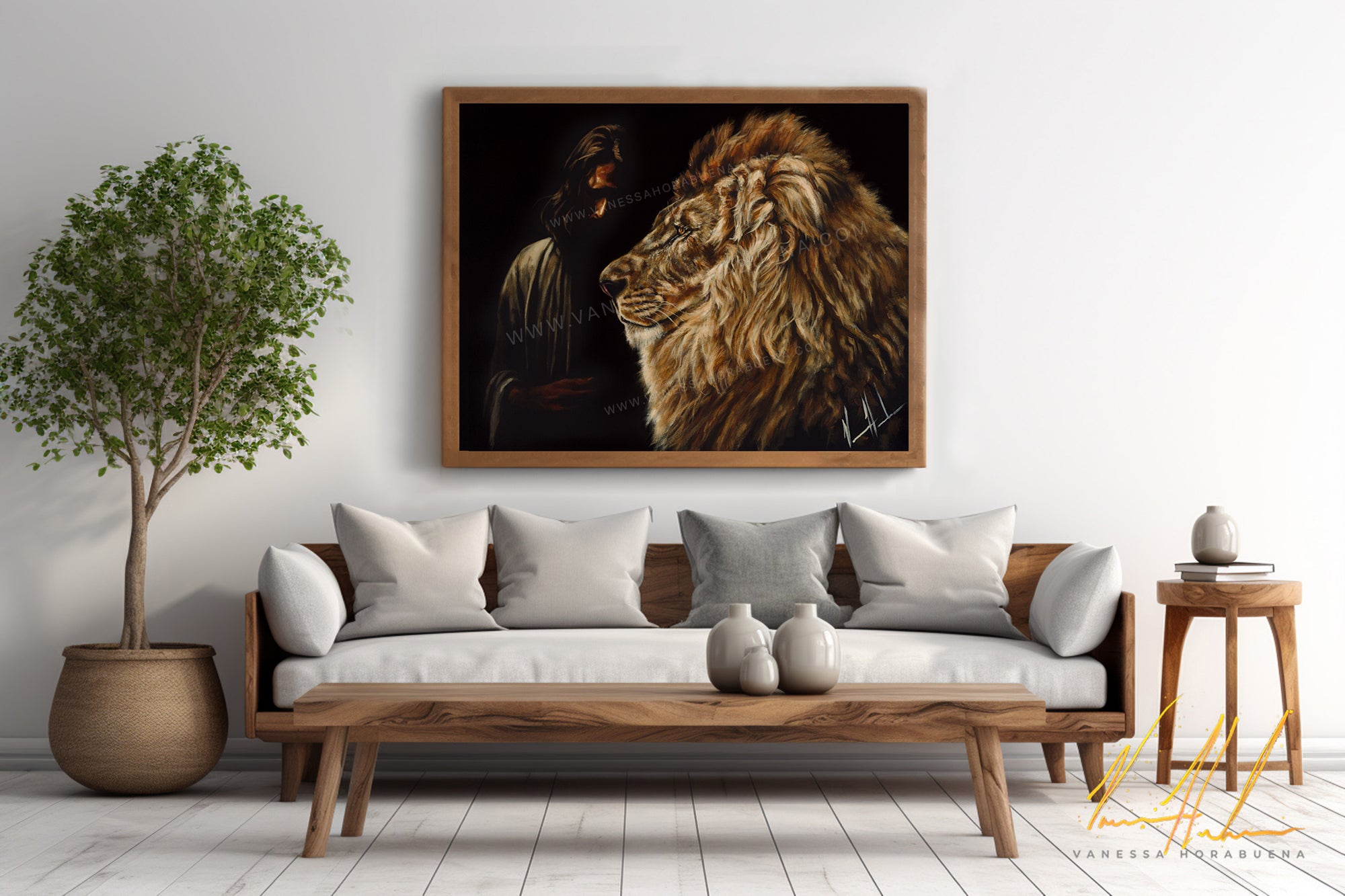 Solemn Plan of a King Lion Art Print, Jesus Art Print Vanessa Horabuena