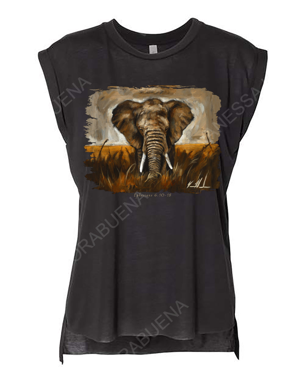 Stand Your Ground - Ladies Rolled Sleeve Muscle T-Shirt Poly-Blend Vanessa Horabuena Black Small