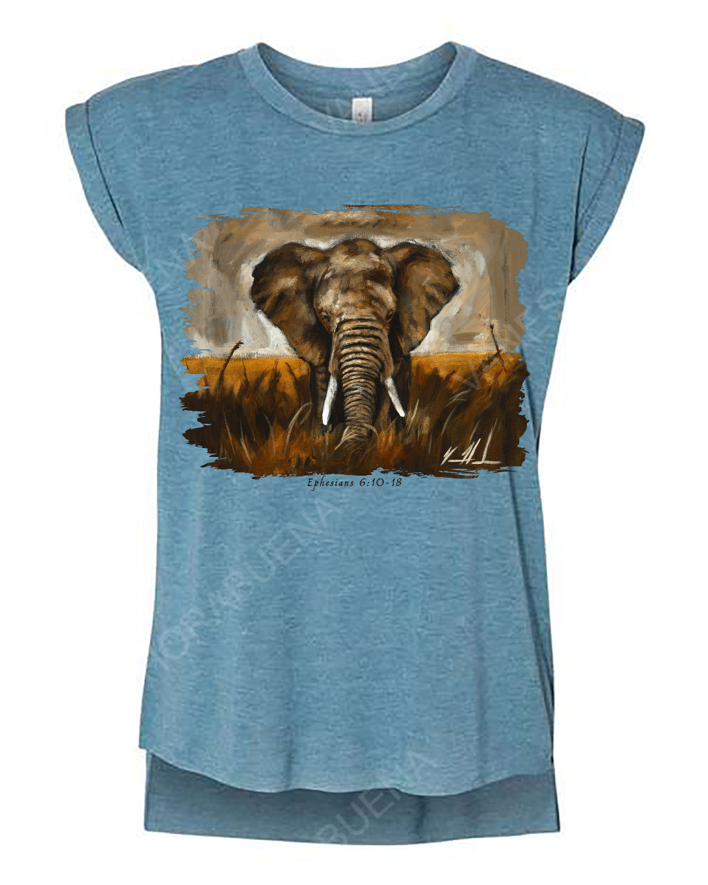 Stand Your Ground - Ladies Rolled Sleeve Muscle T-Shirt Poly-Blend Vanessa Horabuena Heather Teal Small