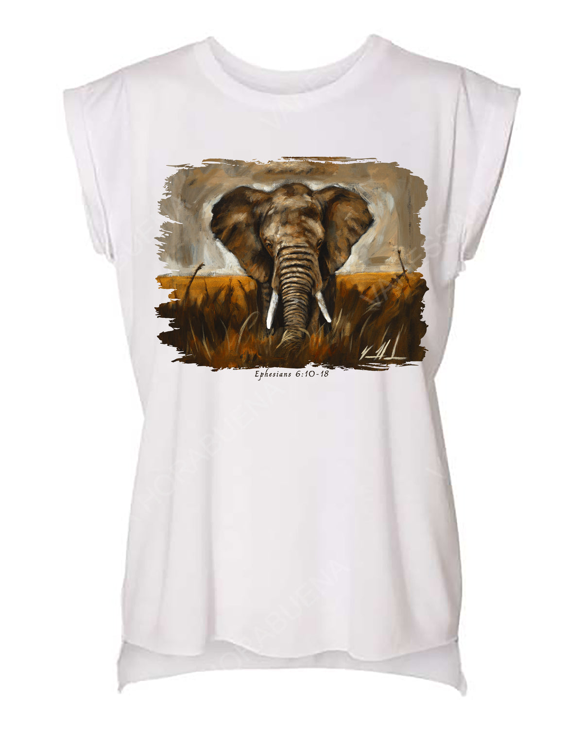 Stand Your Ground - Ladies Rolled Sleeve Muscle T-Shirt Vanessa Horabuena White Small