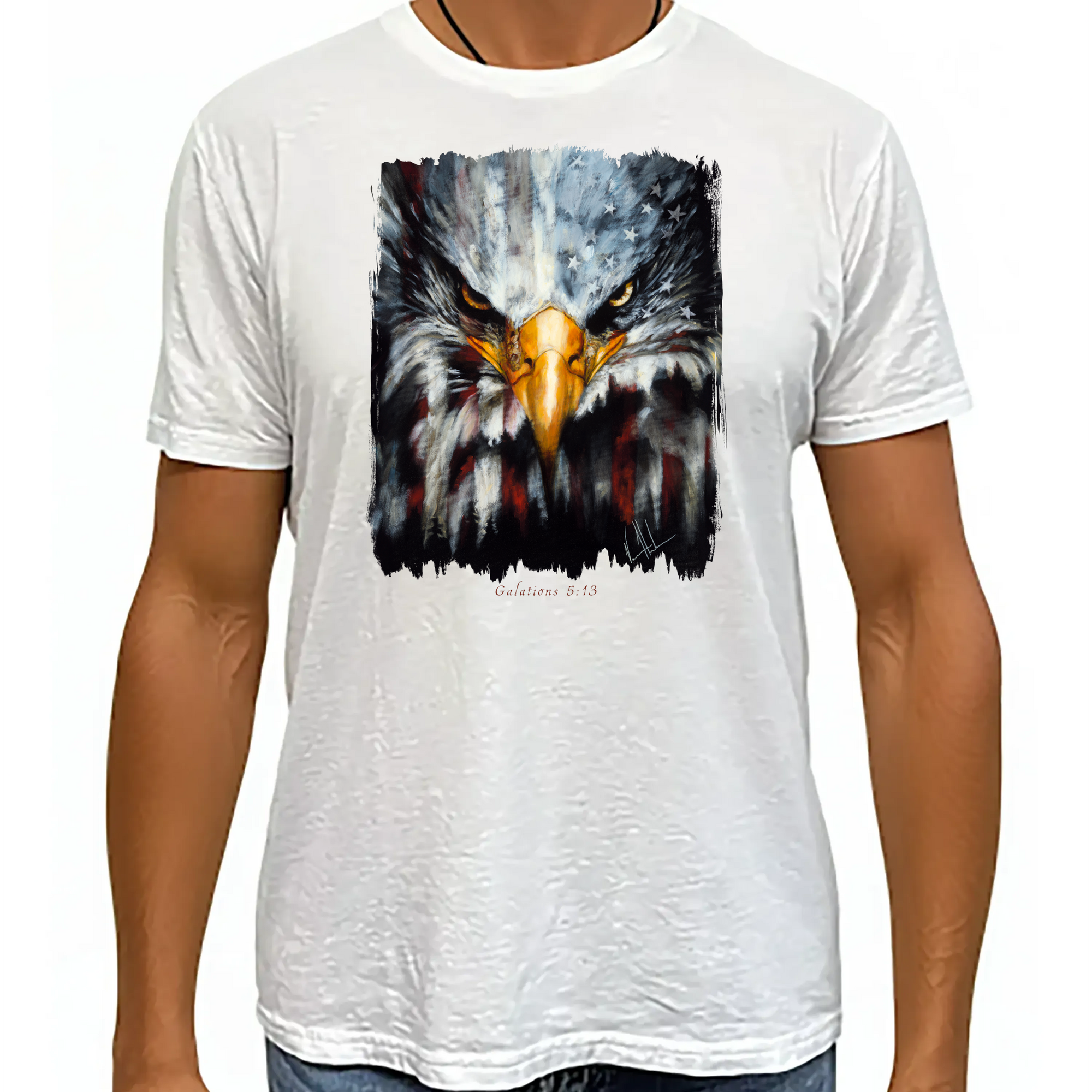 Stripes Of Freedom - Unisex T (Premium Organic Fabric) Vanessa Horabuena Bamboo White Small