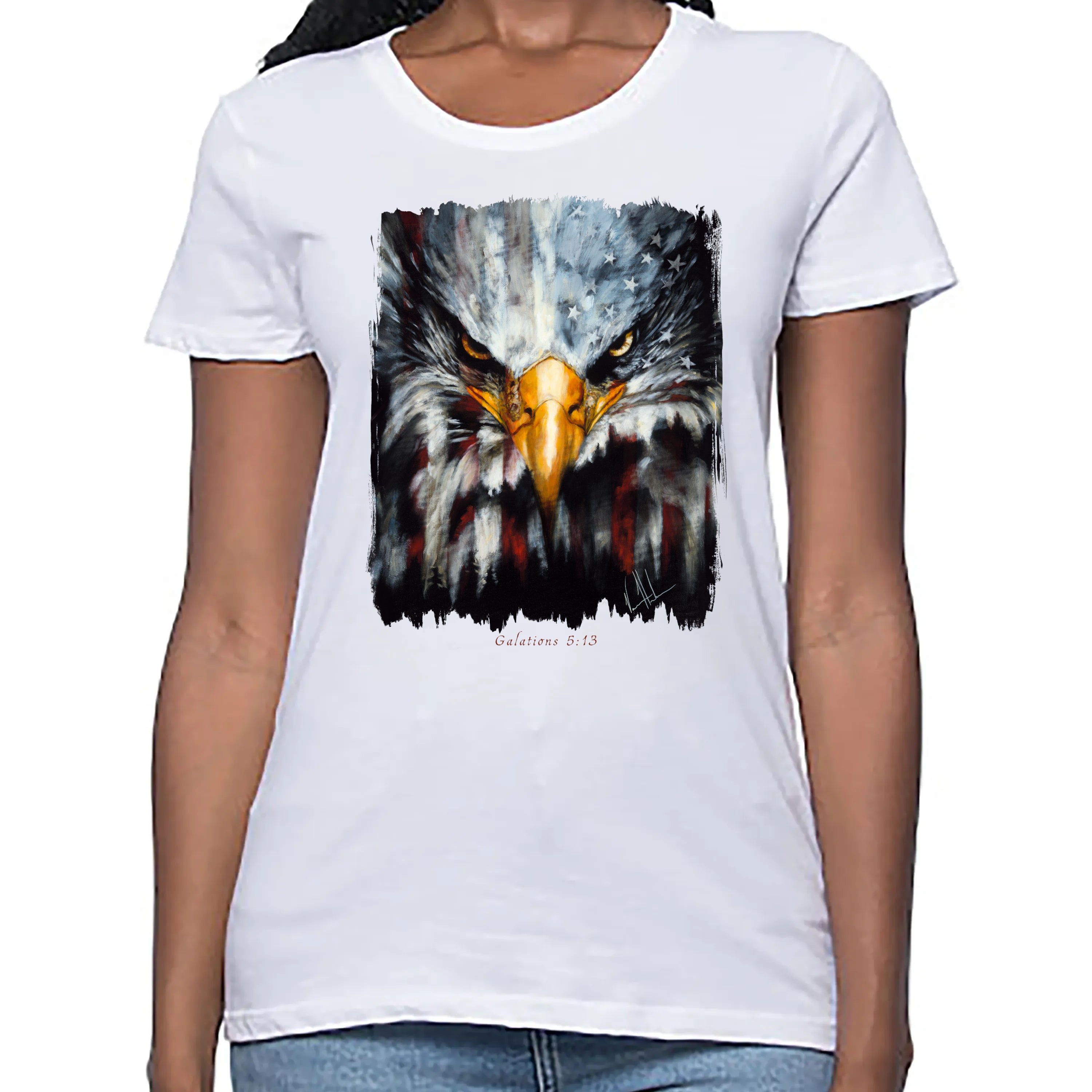 Stripes of Freedom - Women's T (Organic Bamboo) Organic Bamboo Vanessa Horabuena Short Sleeve Frost (White) XS