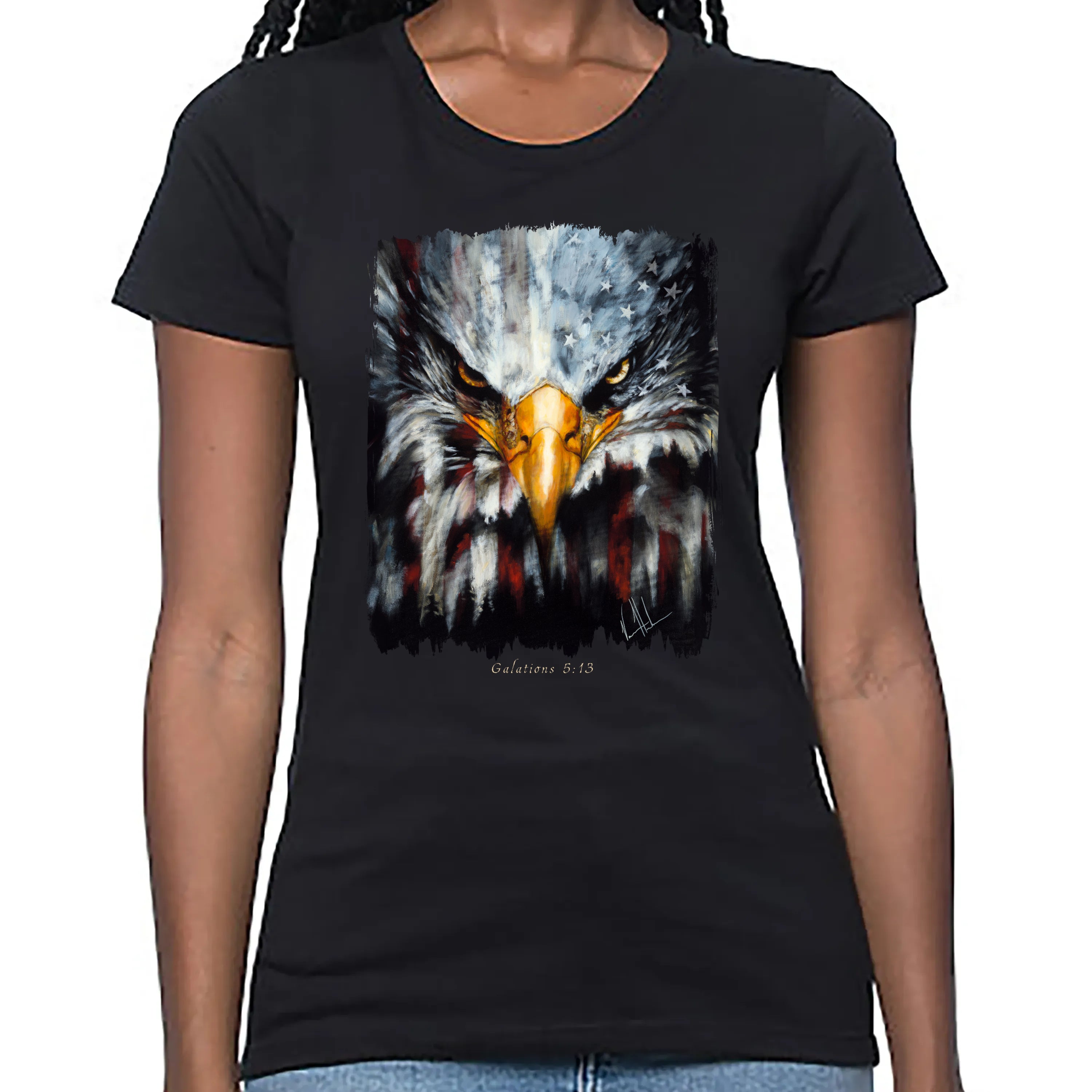 Stripes of Freedom - Women's T (Organic Bamboo) Organic Bamboo Vanessa Horabuena Short Sleeve Eclipse (Black) XS