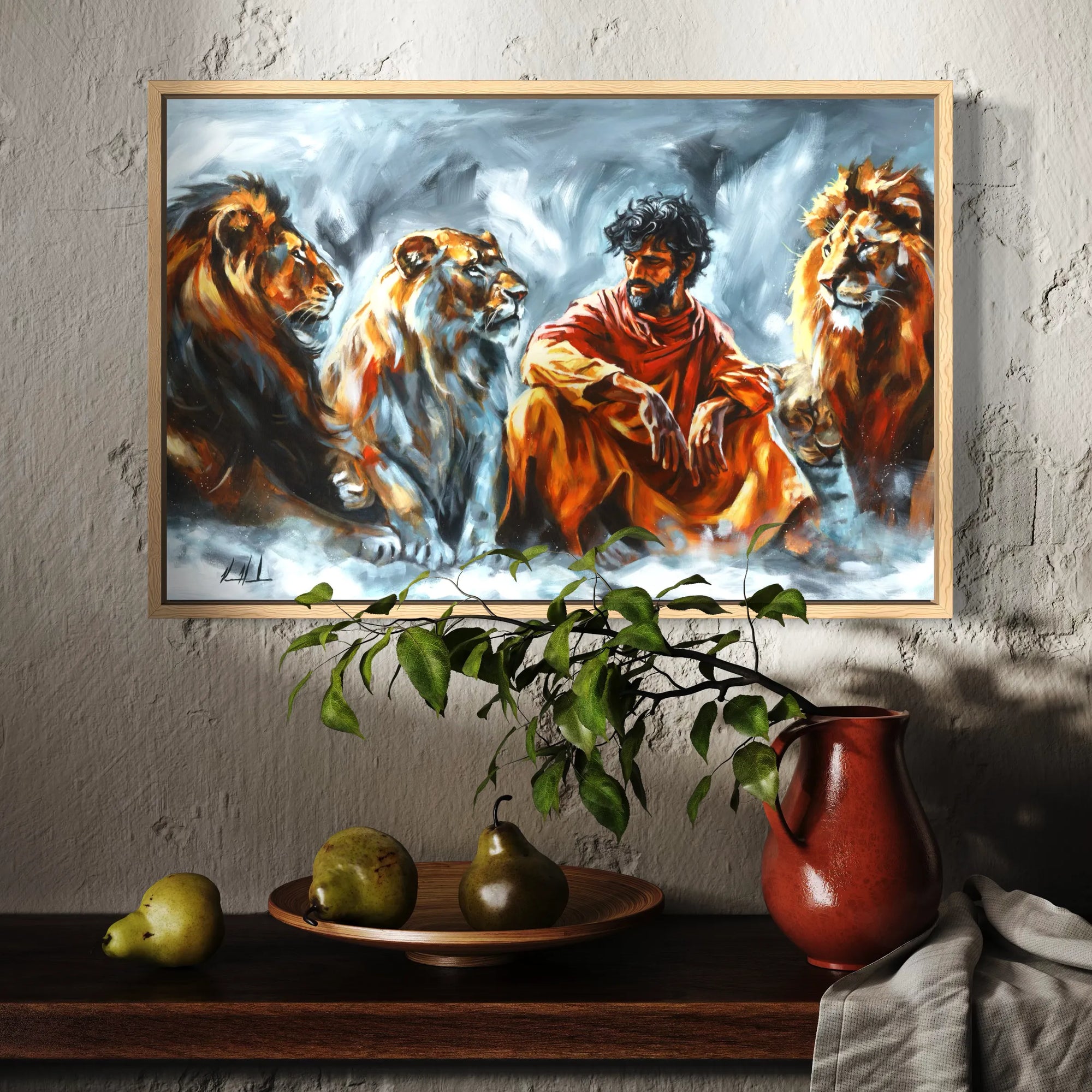 In the Lion’s Den (Hand Embellished Canvas Print) Horse Art Print Vanessa Horabuena