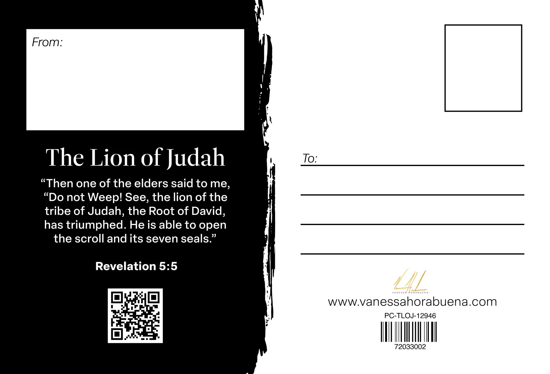 The Lion of Judah - Postcard Lion Art Print, Jesus Art Print Vanessa Horabuena